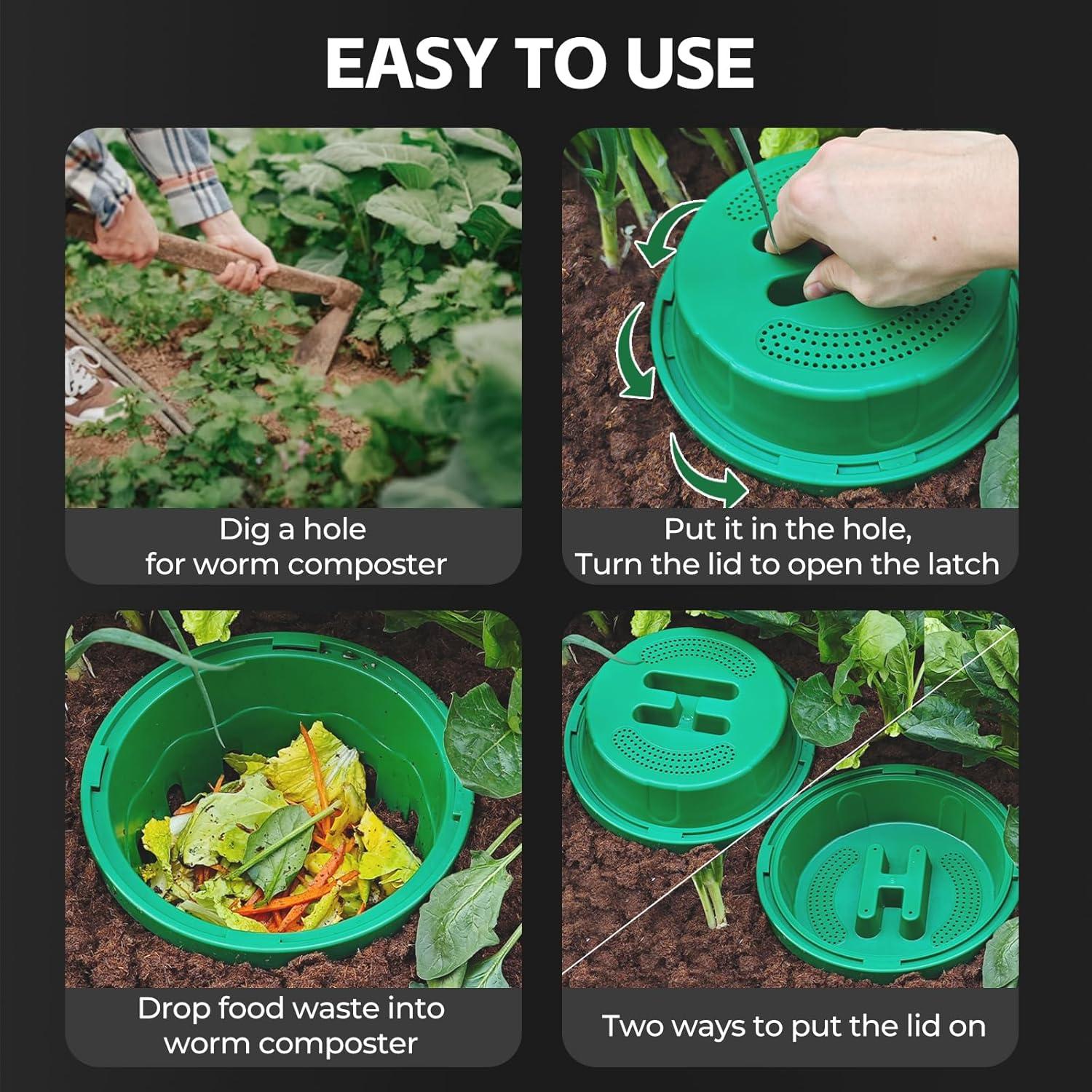 Compostador de Gusanos Inground TOP XIAN 2-Pack 8L Verde