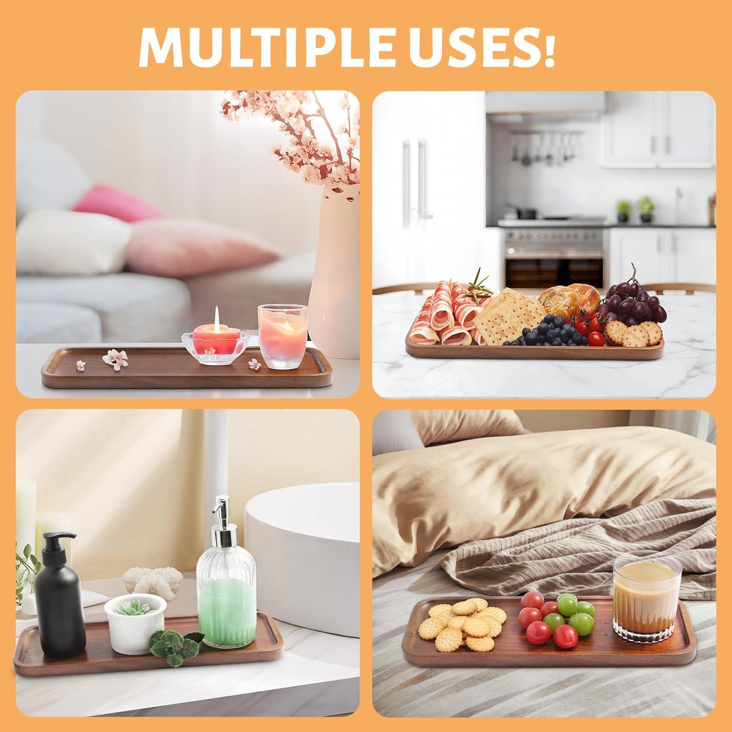 Juego de 3 bandejas de madera de acacia HOMKULA 35.56x13.97cm