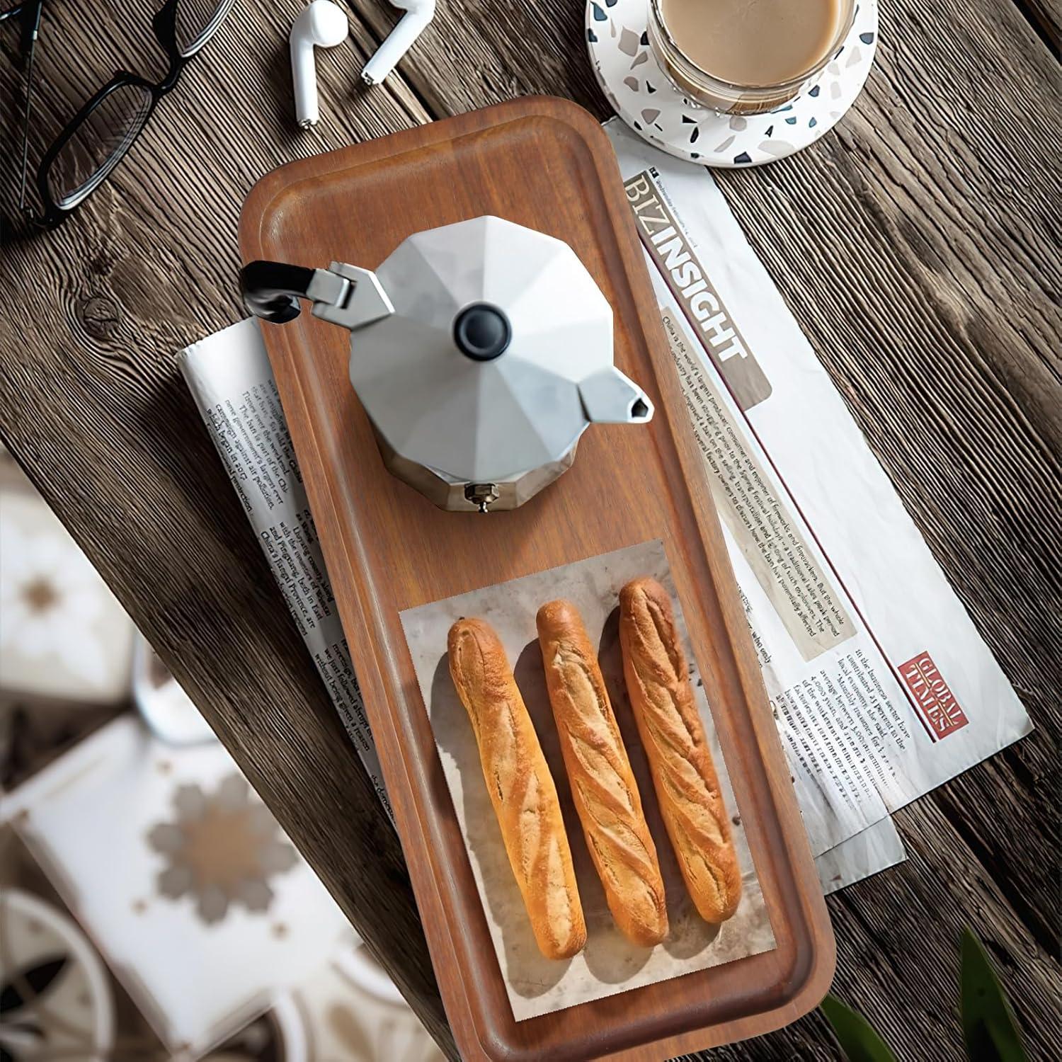 Juego de 3 bandejas de madera de acacia HOMKULA 35.56x13.97cm