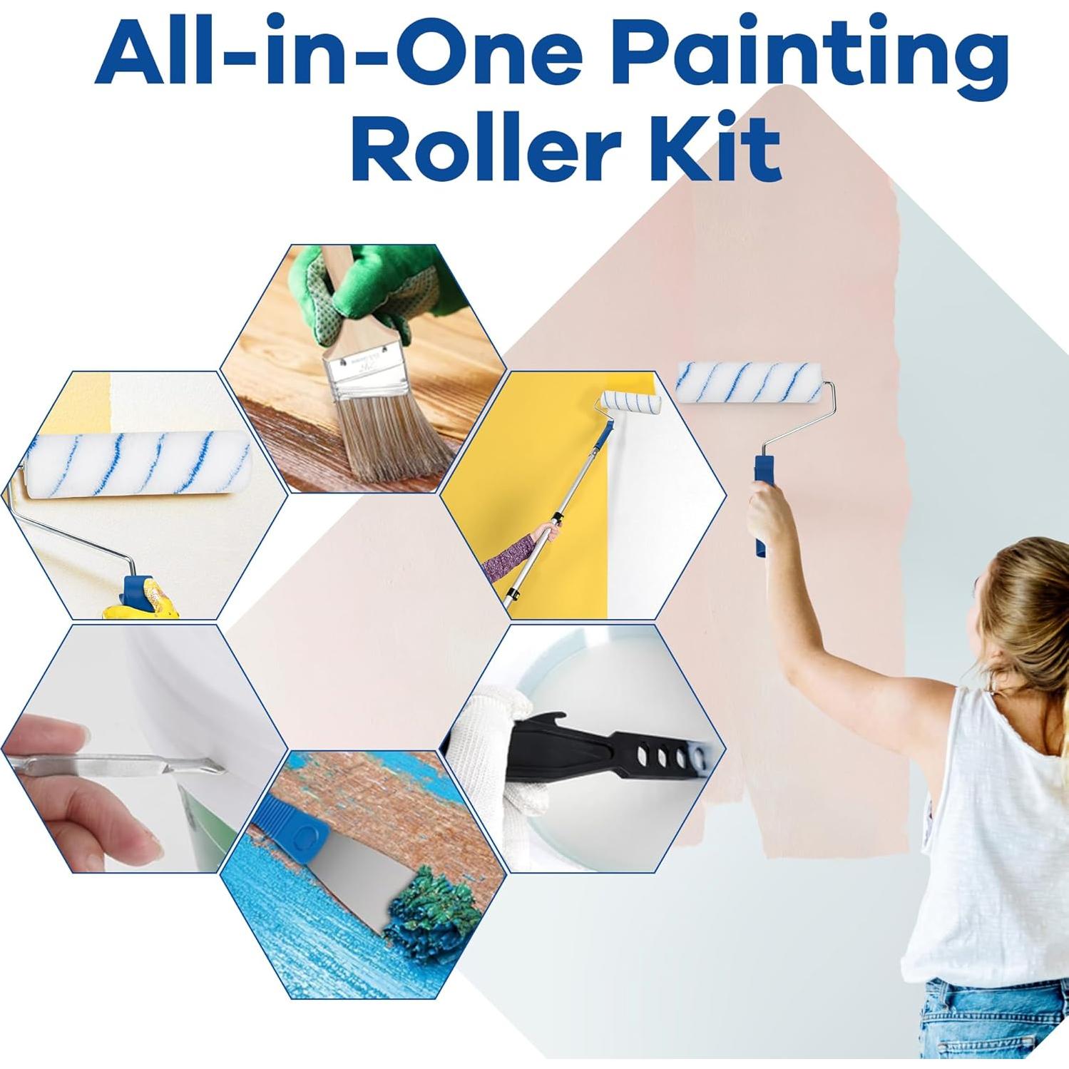 Kit de Rodillos de Pintura 28 Piezas ROtesonne con Extensión