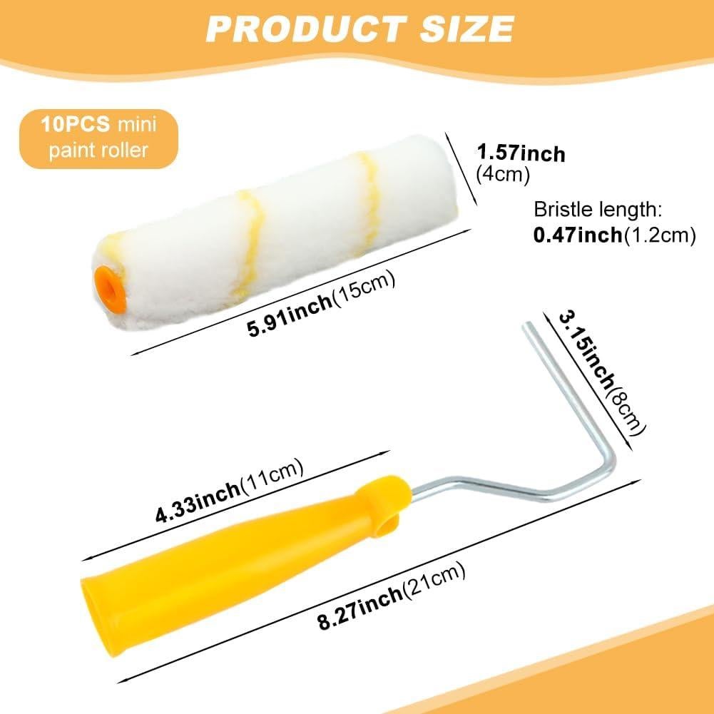 10 Fundas de Rodillo de Pintura Mini 15cm XuYelora Sin Pelusa