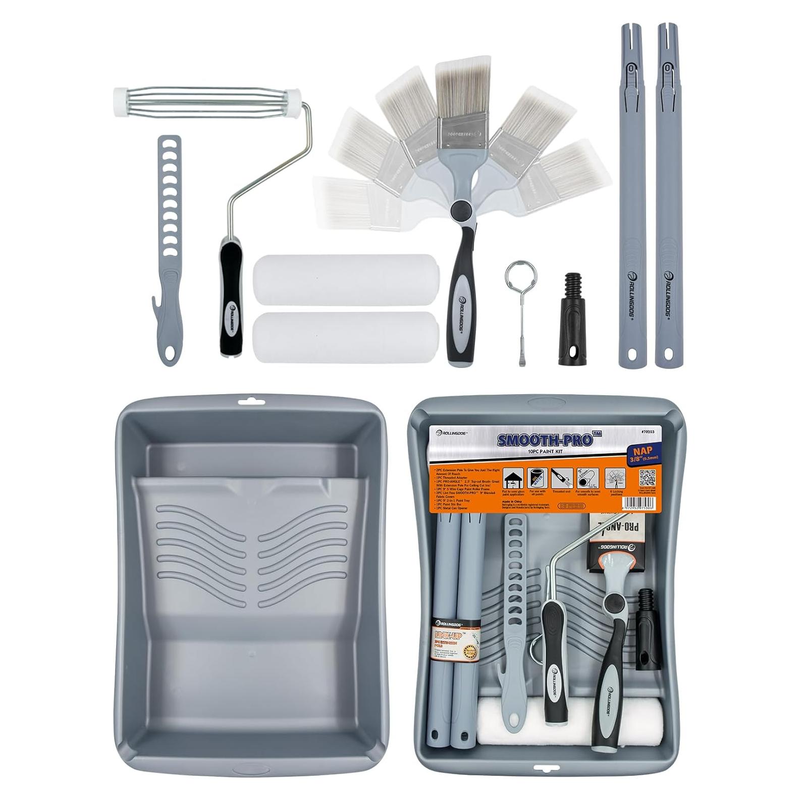 Kit de Rodillos de Pintura ROLLINGDOG 10 Piezas 9" y Pincel 2.5"