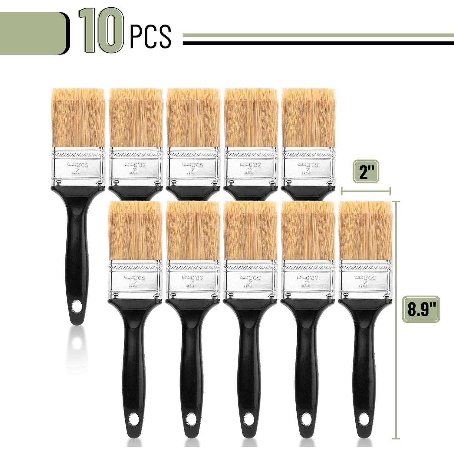 Pinceles de Pintura Bates - 10 Unidades 5.08 cm Planos