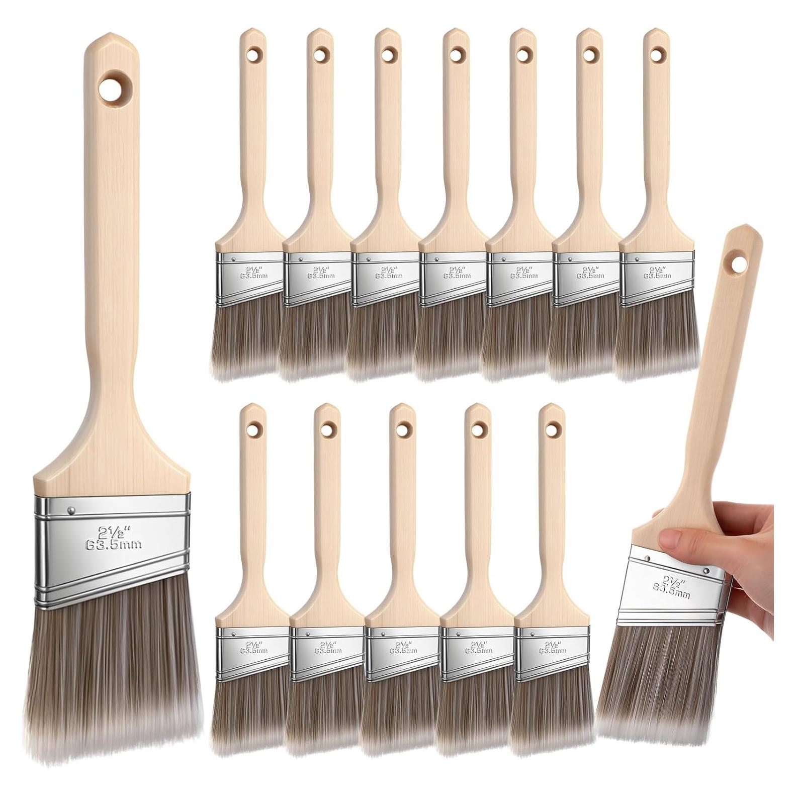 Paquete de 12 Pinceles de Pintura Angulados Acellegic 6.35 cm