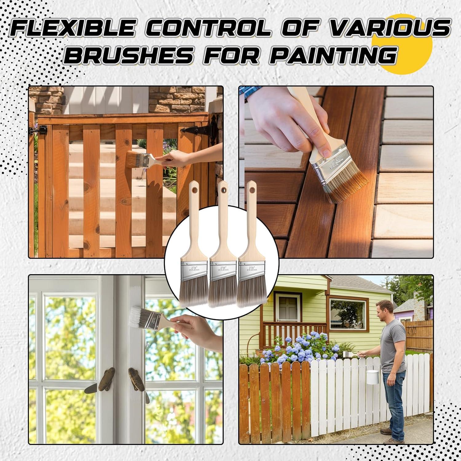 Paquete de 12 Pinceles de Pintura Angulados Acellegic 6.35 cm