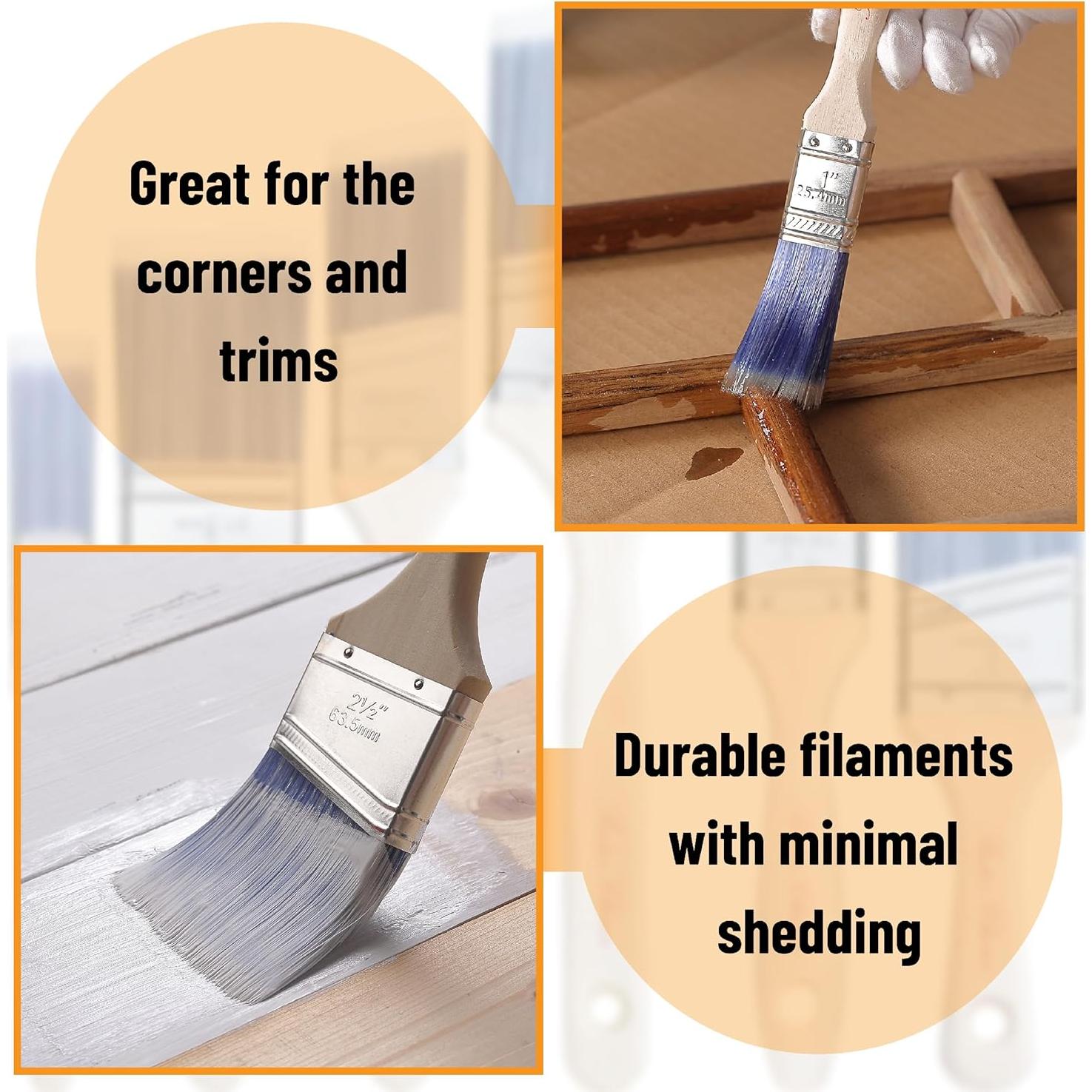 Pinceles de Pintura Bates - Paquete de 10 Angulados 2.54 a 7.62 cm