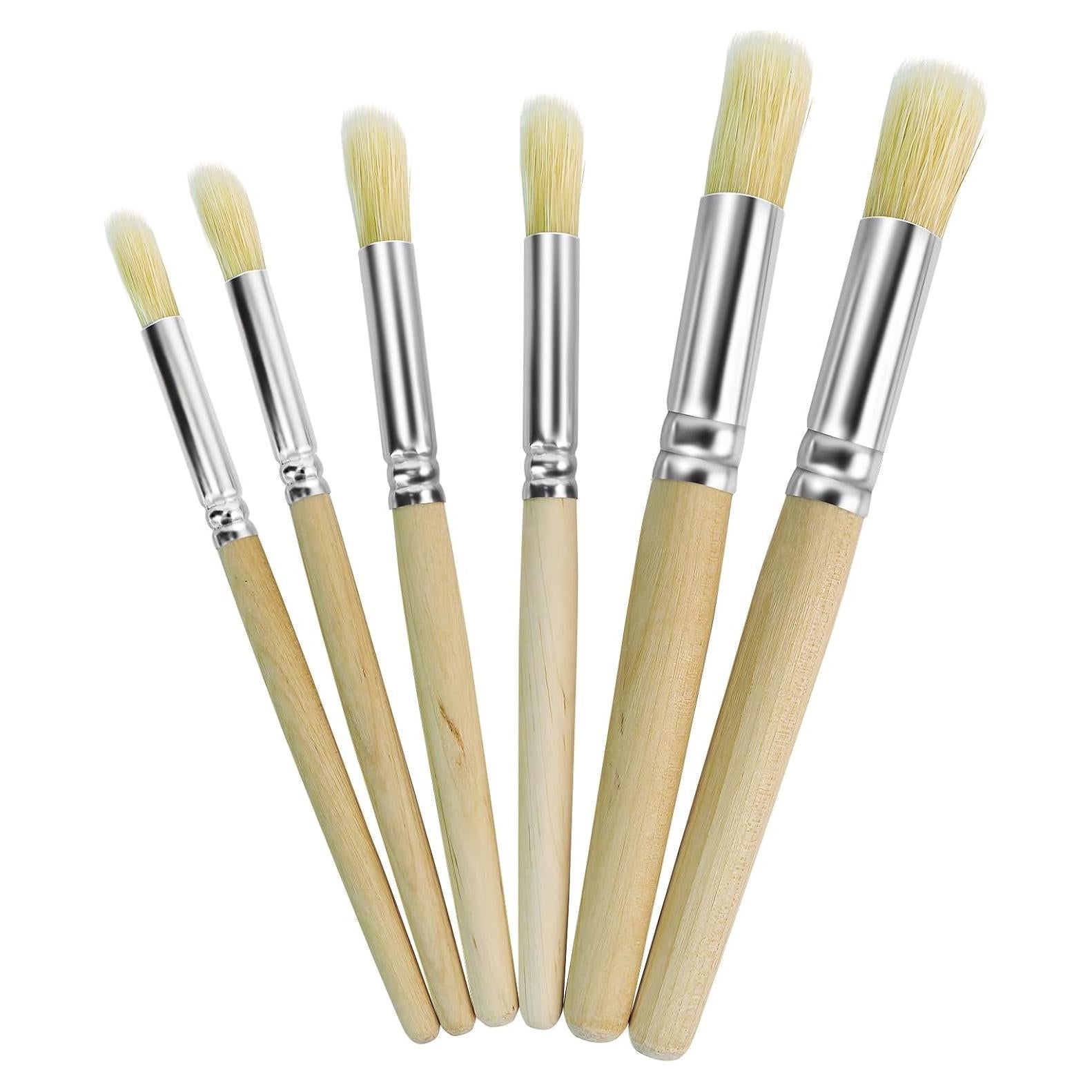 Juego de Pinceles de Plantilla QVYQVY - 6 Piezas Cerda Natural