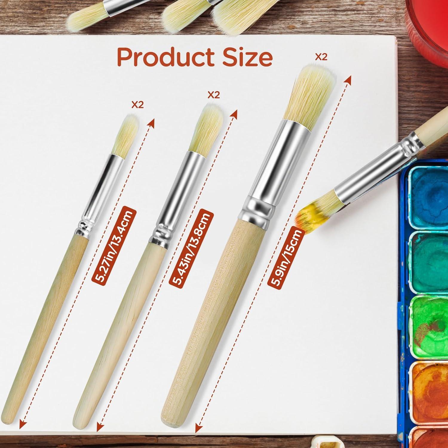 Juego de Pinceles de Plantilla QVYQVY - 6 Piezas Cerda Natural