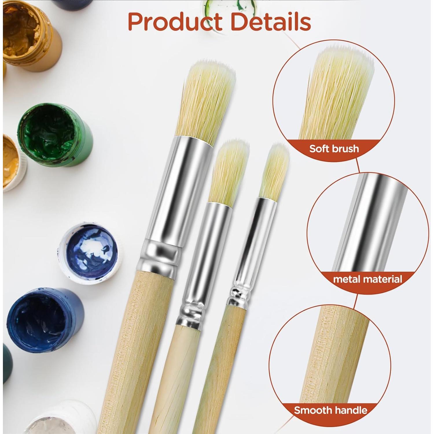 Juego de Pinceles de Plantilla QVYQVY - 6 Piezas Cerda Natural