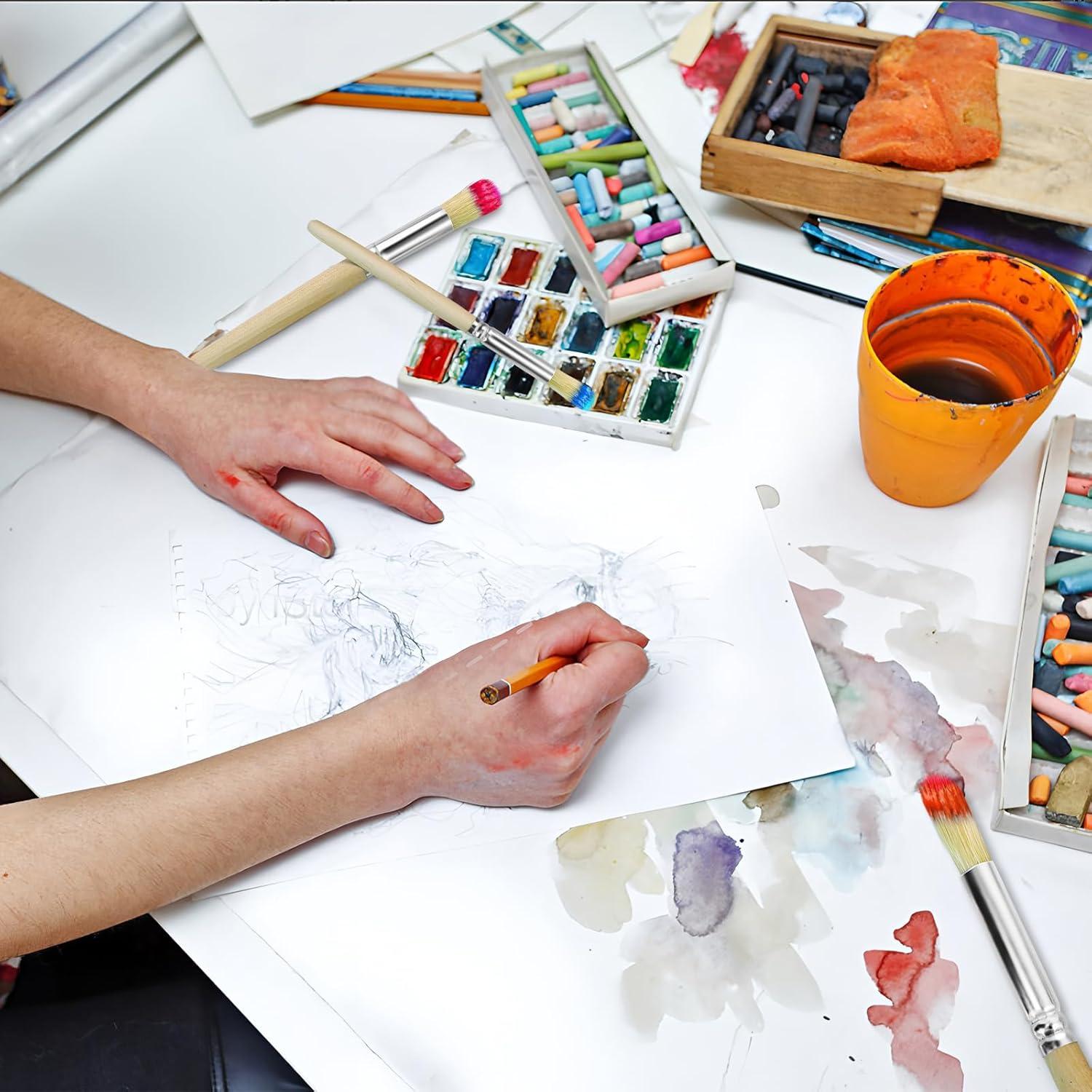 Juego de Pinceles de Plantilla QVYQVY - 6 Piezas Cerda Natural