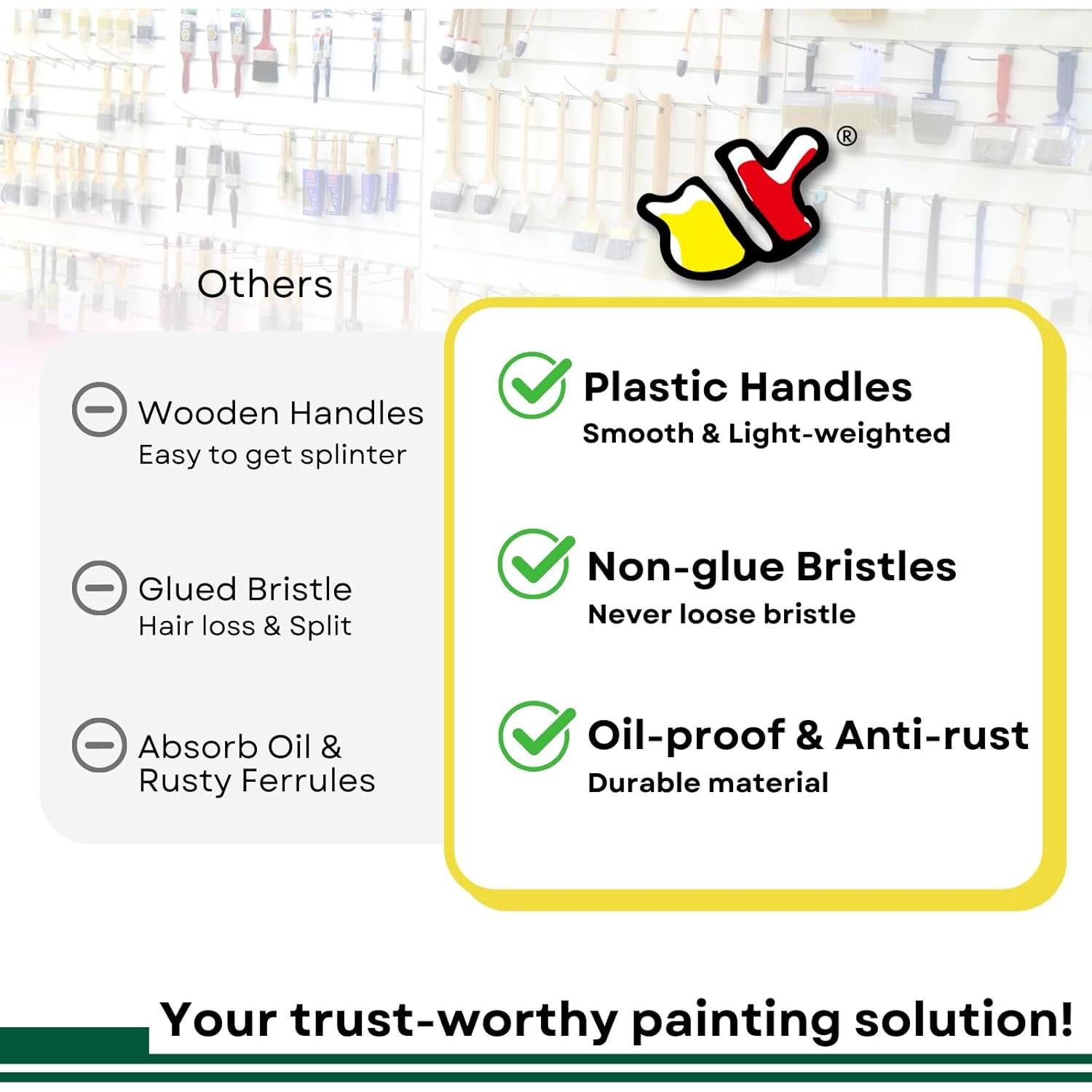 Pinceles de Pintura PANCLUB 14 Pcs 10.16 cm Cerda Flagged