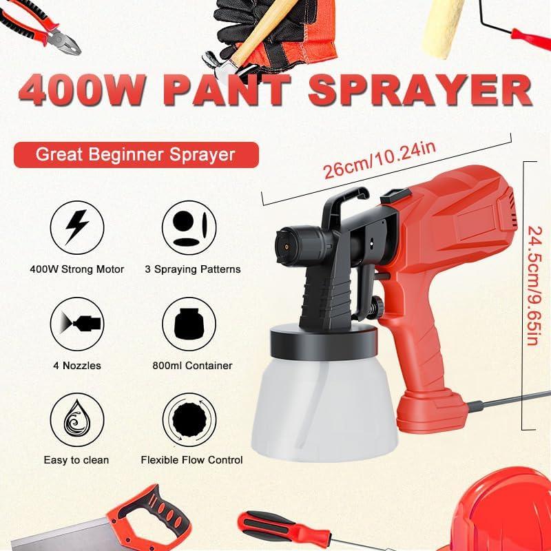 Pulverizador de Pintura Inalámbrico Genérico 400W 800ml 4 Boquillas