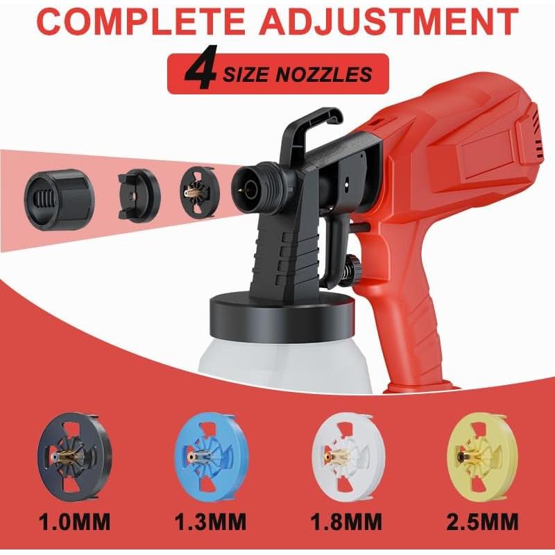 Pulverizador de Pintura Inalámbrico Genérico 400W 800ml 4 Boquillas
