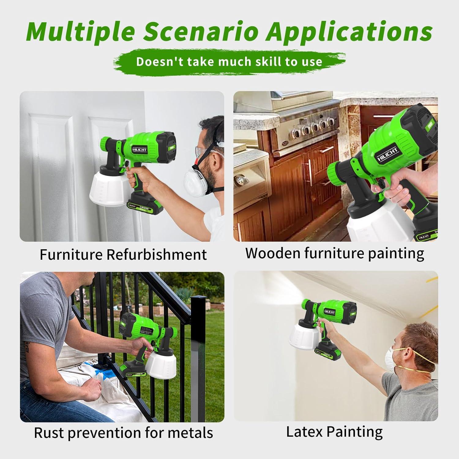 Pistola de Pulverización HILICHT 21V con 3 Boquillas y Control de Flujo