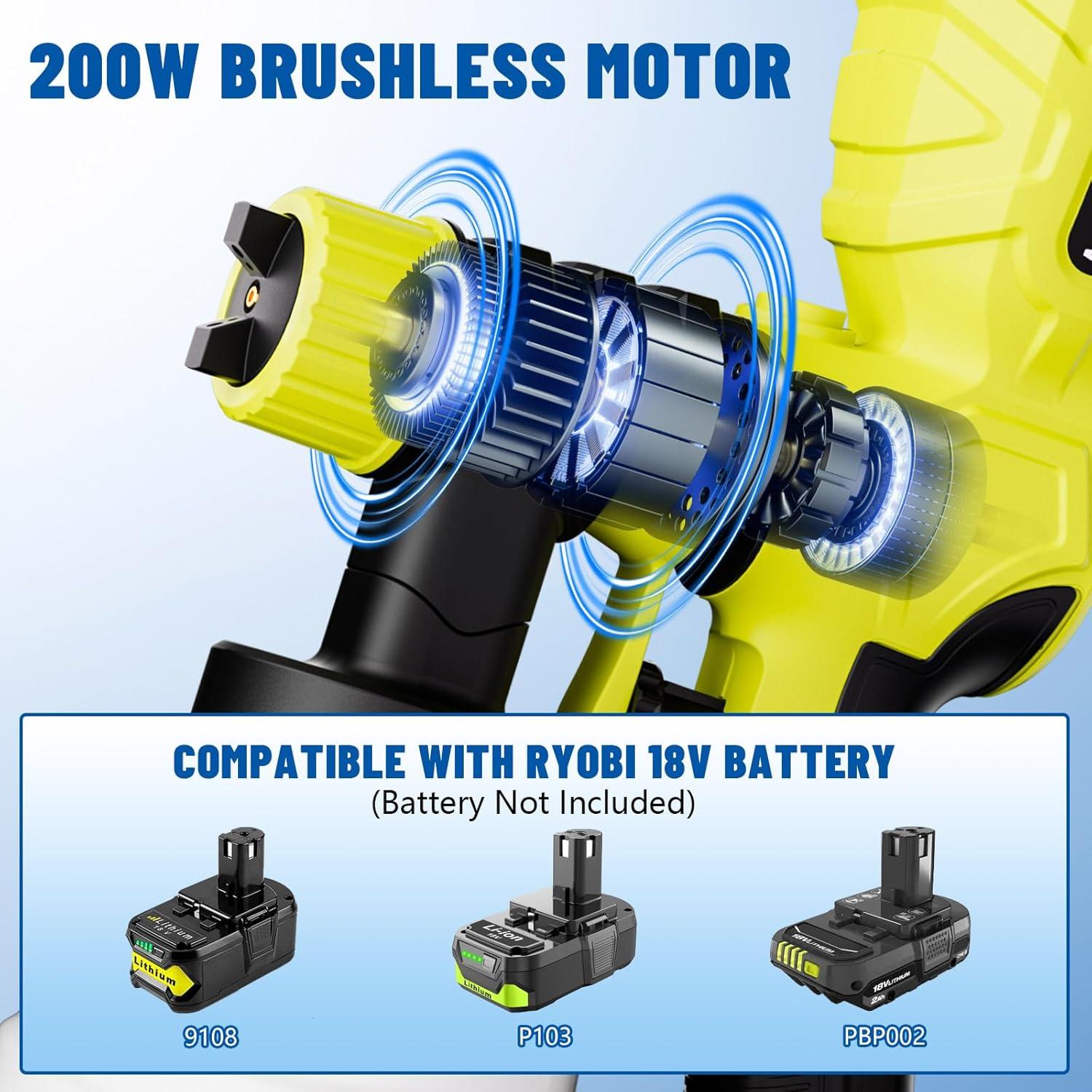 Pulverizador de pintura inalámbrico Hiesuan 18V, 2 contenedores