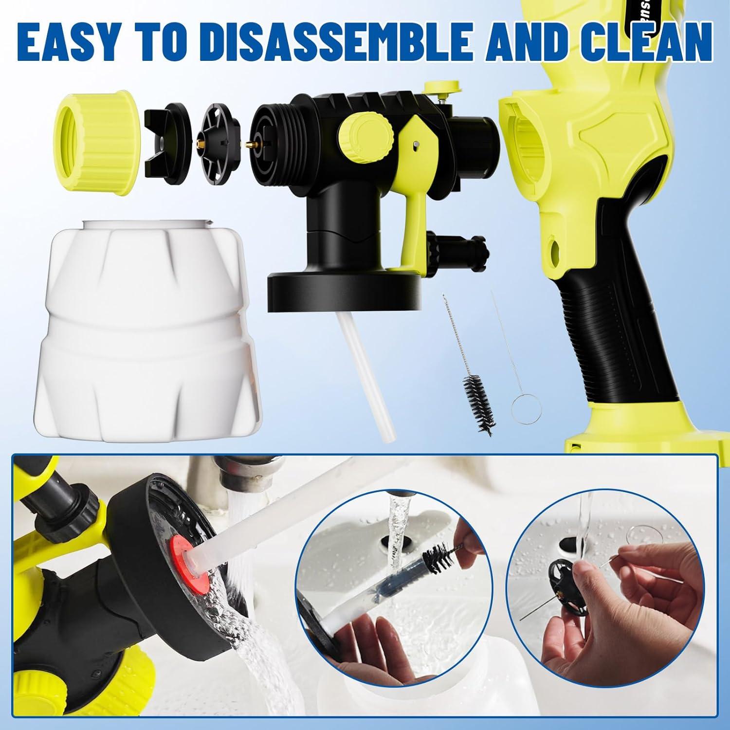 Pulverizador de pintura inalámbrico Hiesuan 18V, 2 contenedores