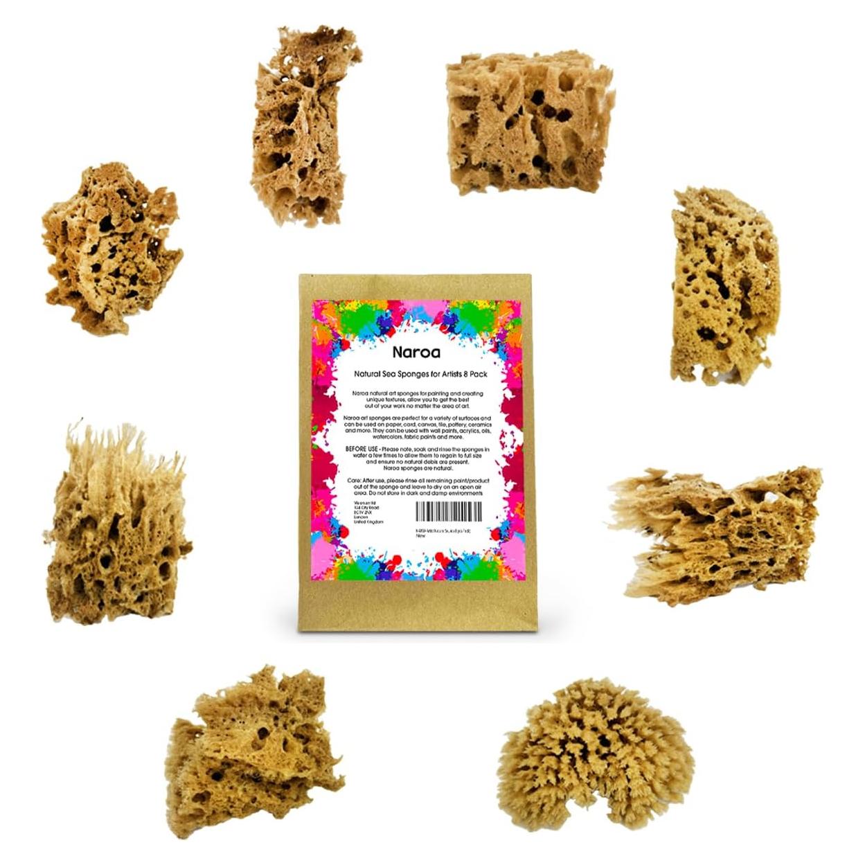 Esponjas Marinas Naturales Naroa para Pintura 8 Piezas