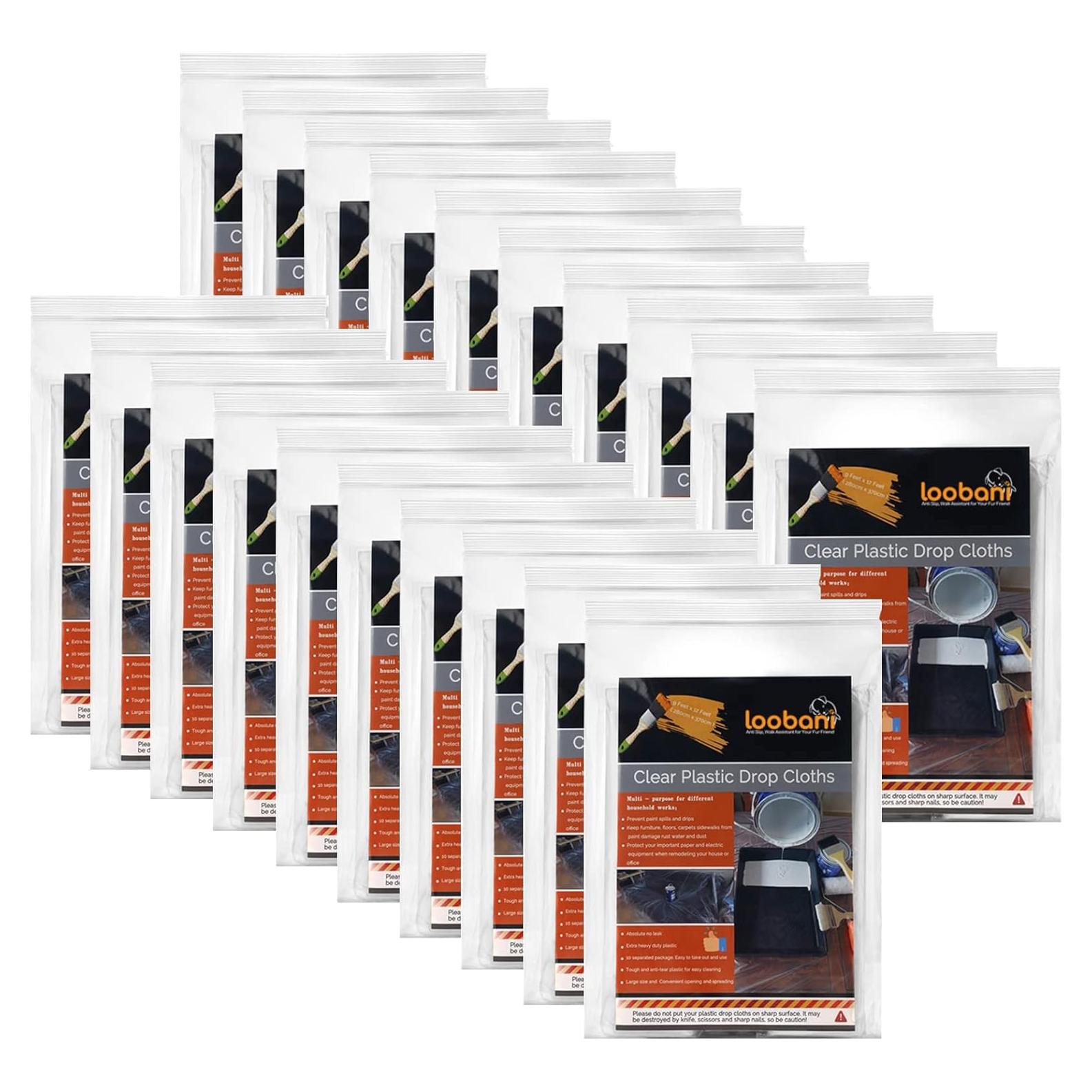 20 Lonas Plásticas Transparentes LOOBANI 3.66x2.74m Impermeables