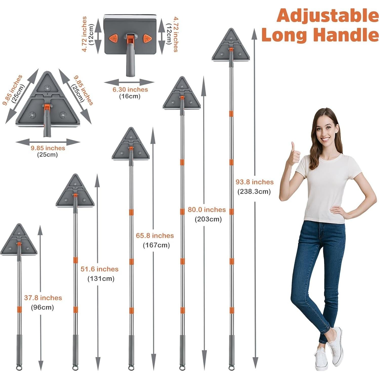 Mopa Limpiadora UIMO 2-en-1 con Cabezal Triangular y Rectangular