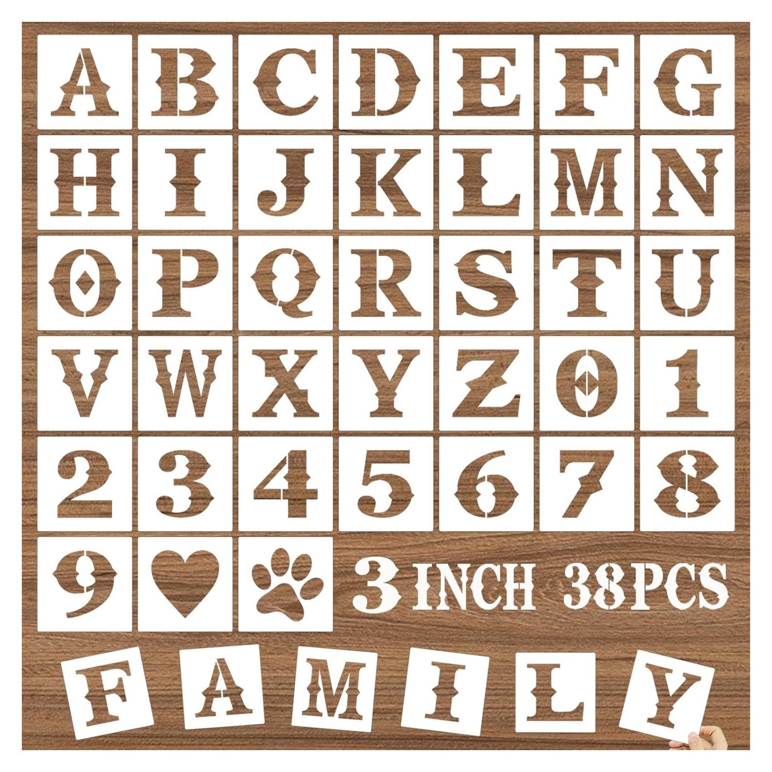 Plantillas de Letras y Números DZXCYZ 38 Piezas 7.62 cm