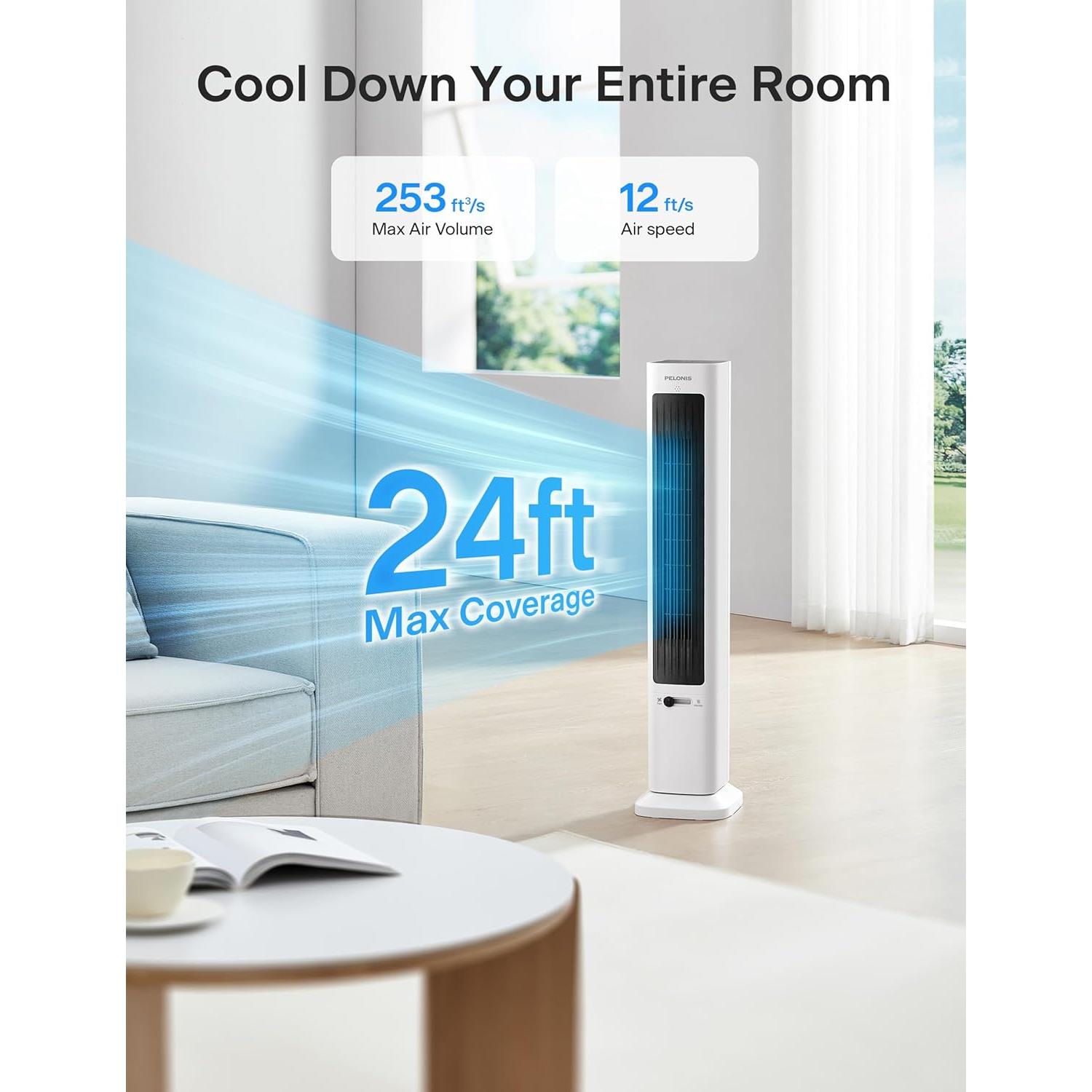 PELONIS Ventilador y Calefactor Torre 2 en 1 Blanco
