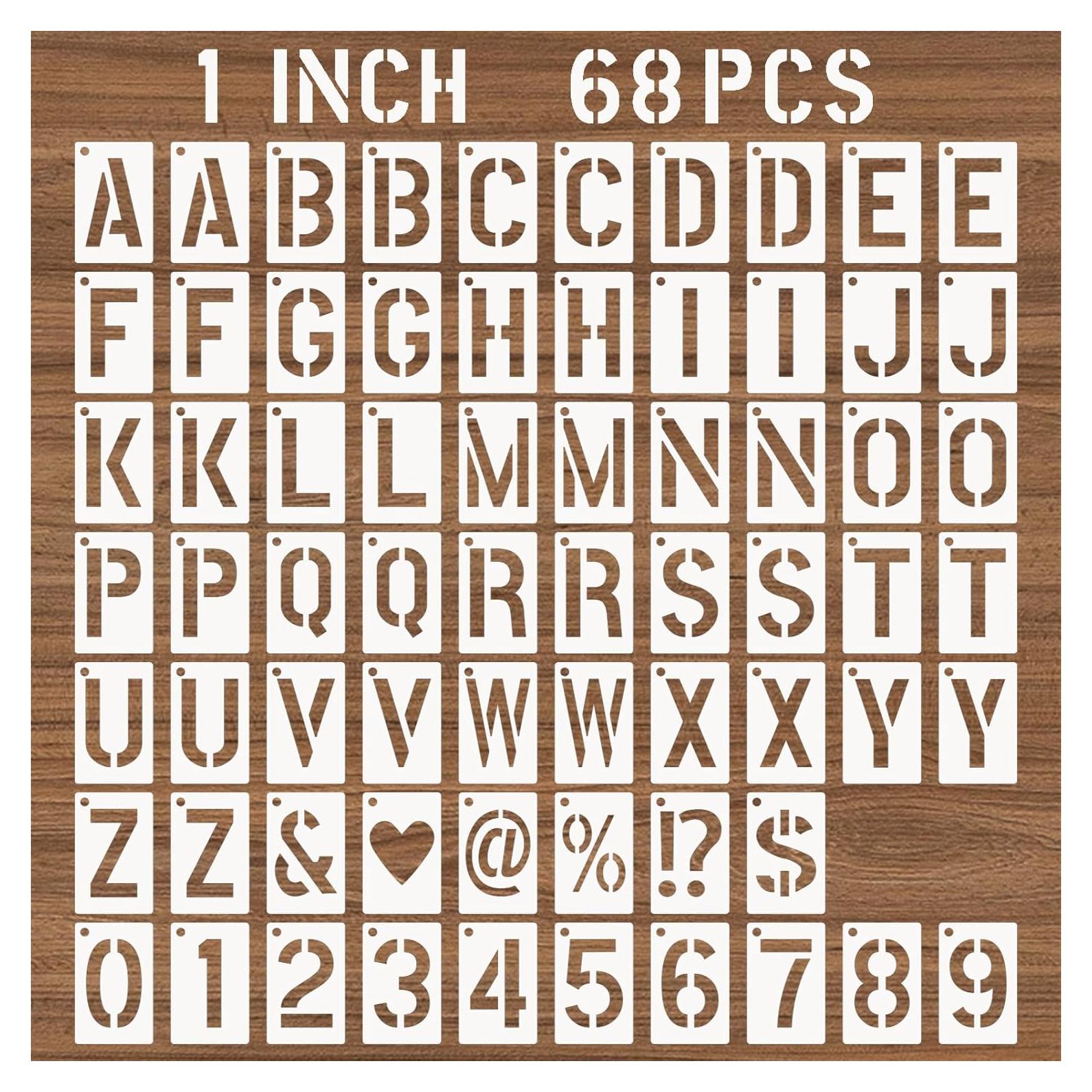 Plantillas Reutilizables de Letras y Números 2.54 cm - 68 Piezas