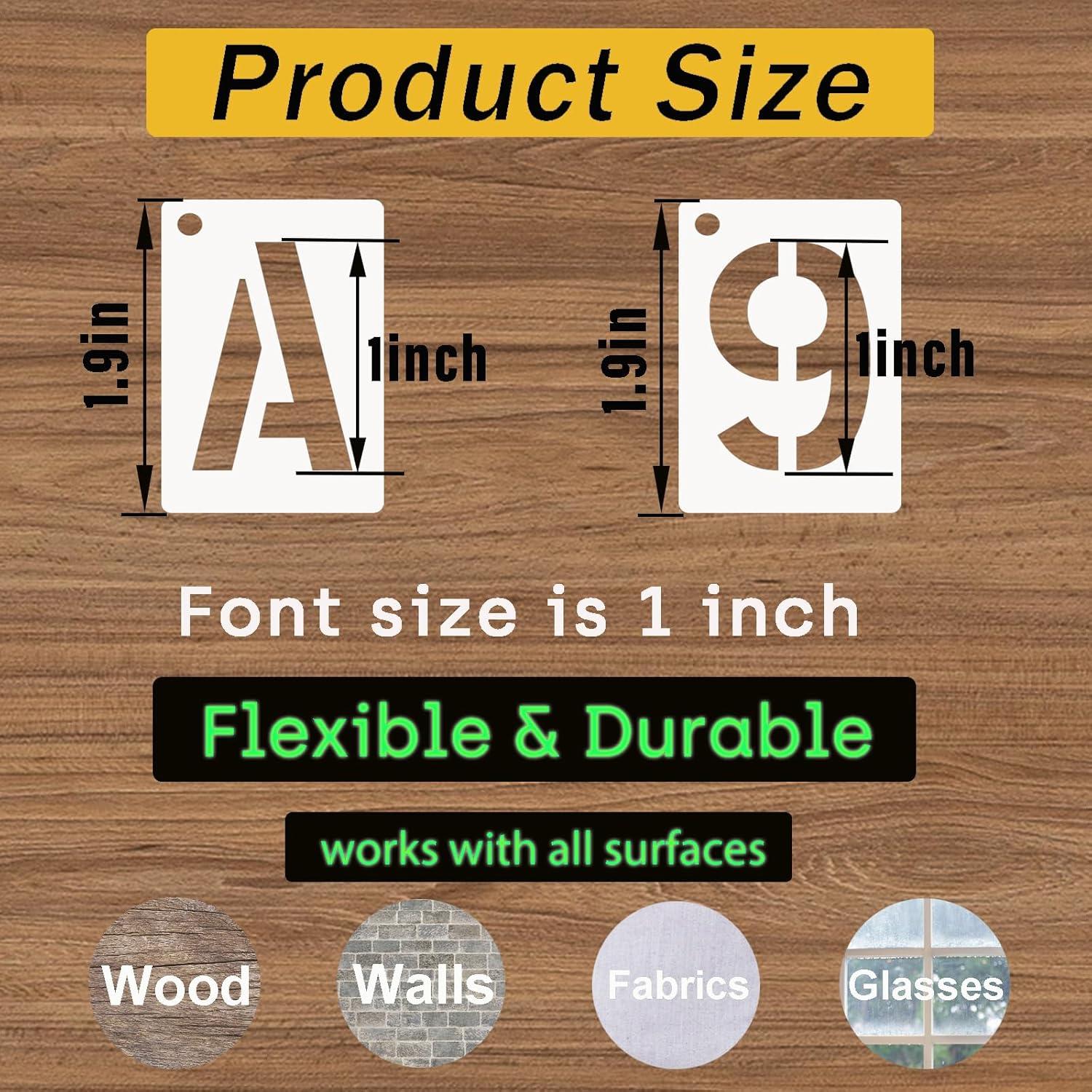 Plantillas Reutilizables de Letras y Números 2.54 cm - 68 Piezas