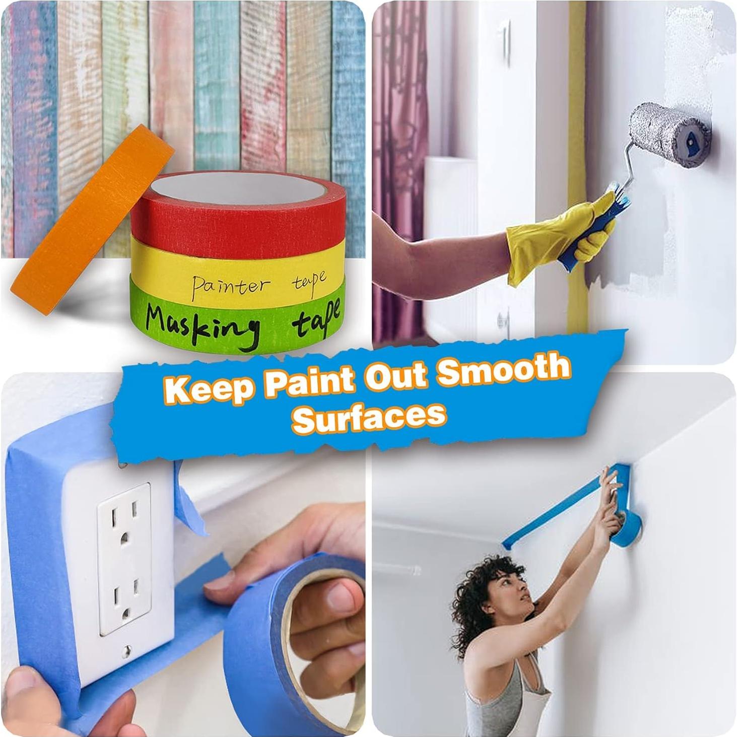 Cinta de Pintor EDSRDRUS 8 Rollos 1/8, 1/4, 1/2 Pulgadas