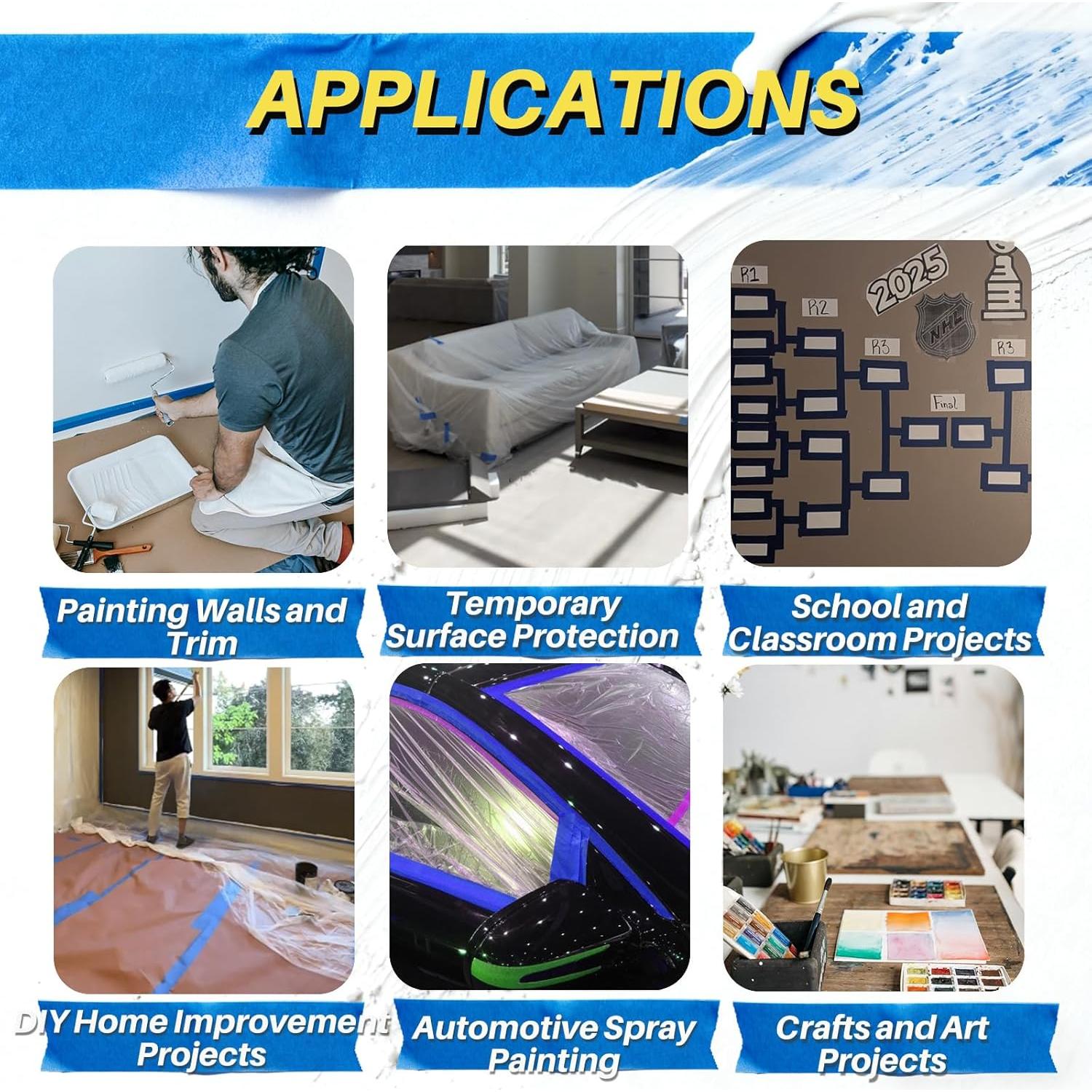 Cinta de Pintor Azul 2.54 cm con Raspadora Sin Residuo