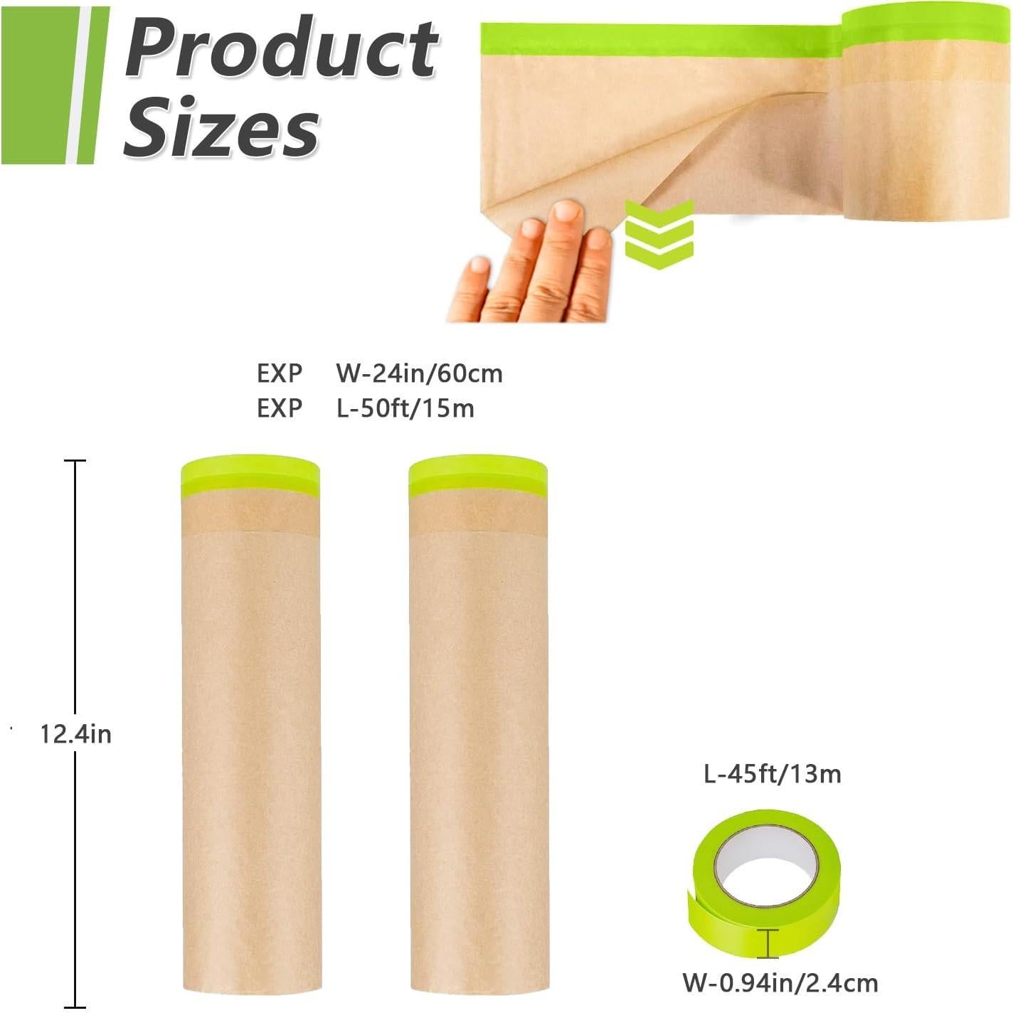 Papel de Enmascarar Pre-Adhesivo 24" x 15.24m Yudahgan