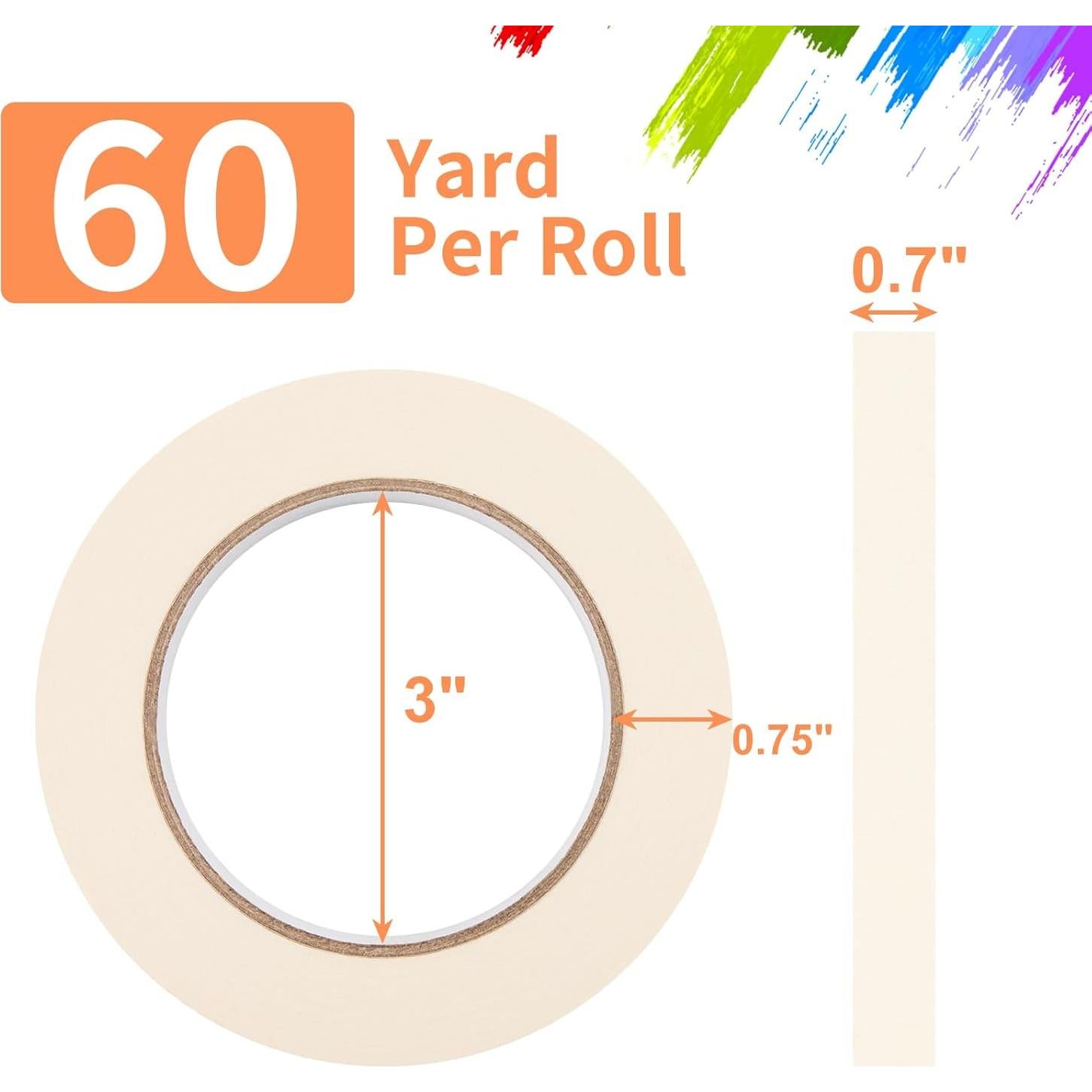 Cinta de Pintura KICNIC 3 Rollos 1.78 cm x 54.86 m Blanca