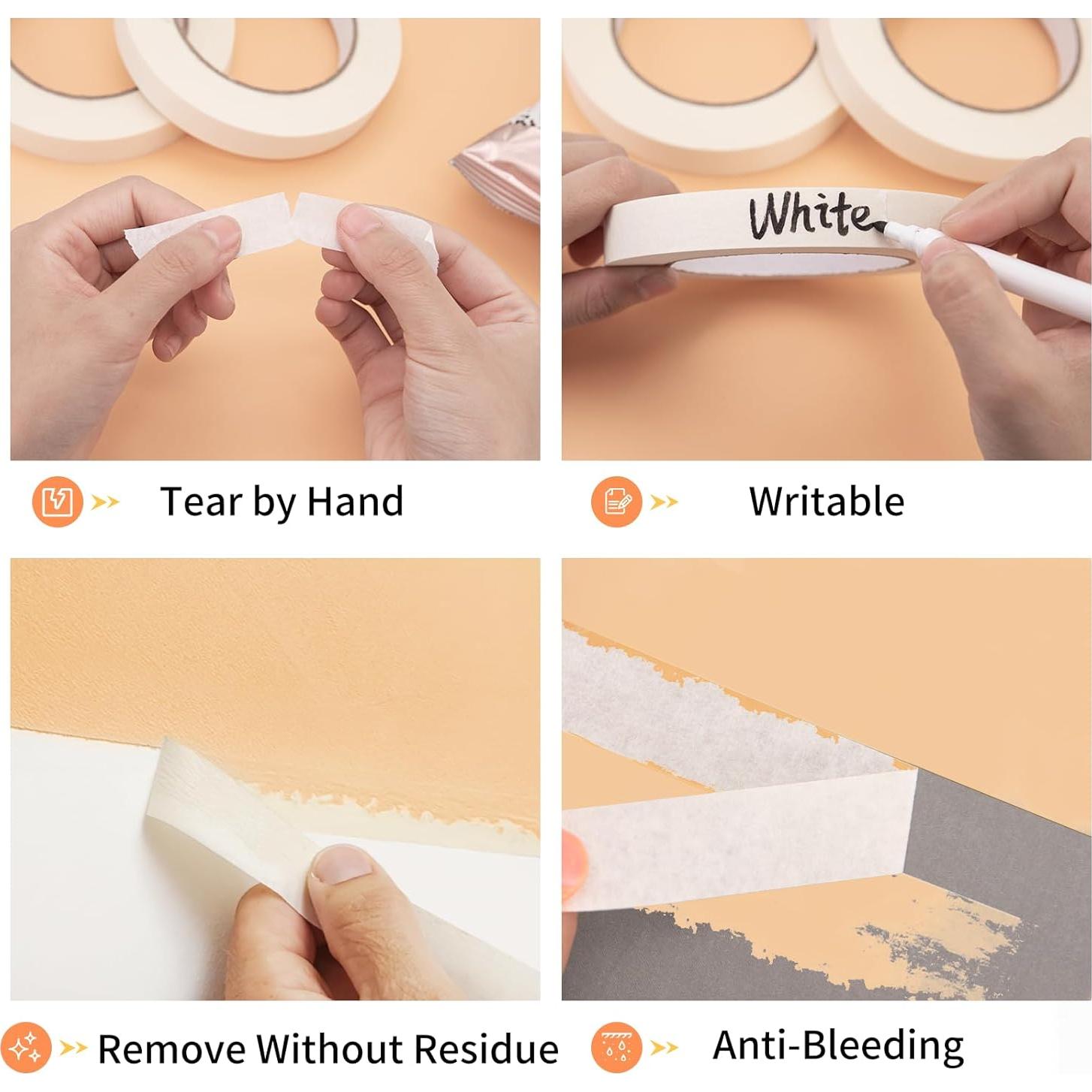 Cinta de Pintura KICNIC 3 Rollos 1.78 cm x 54.86 m Blanca