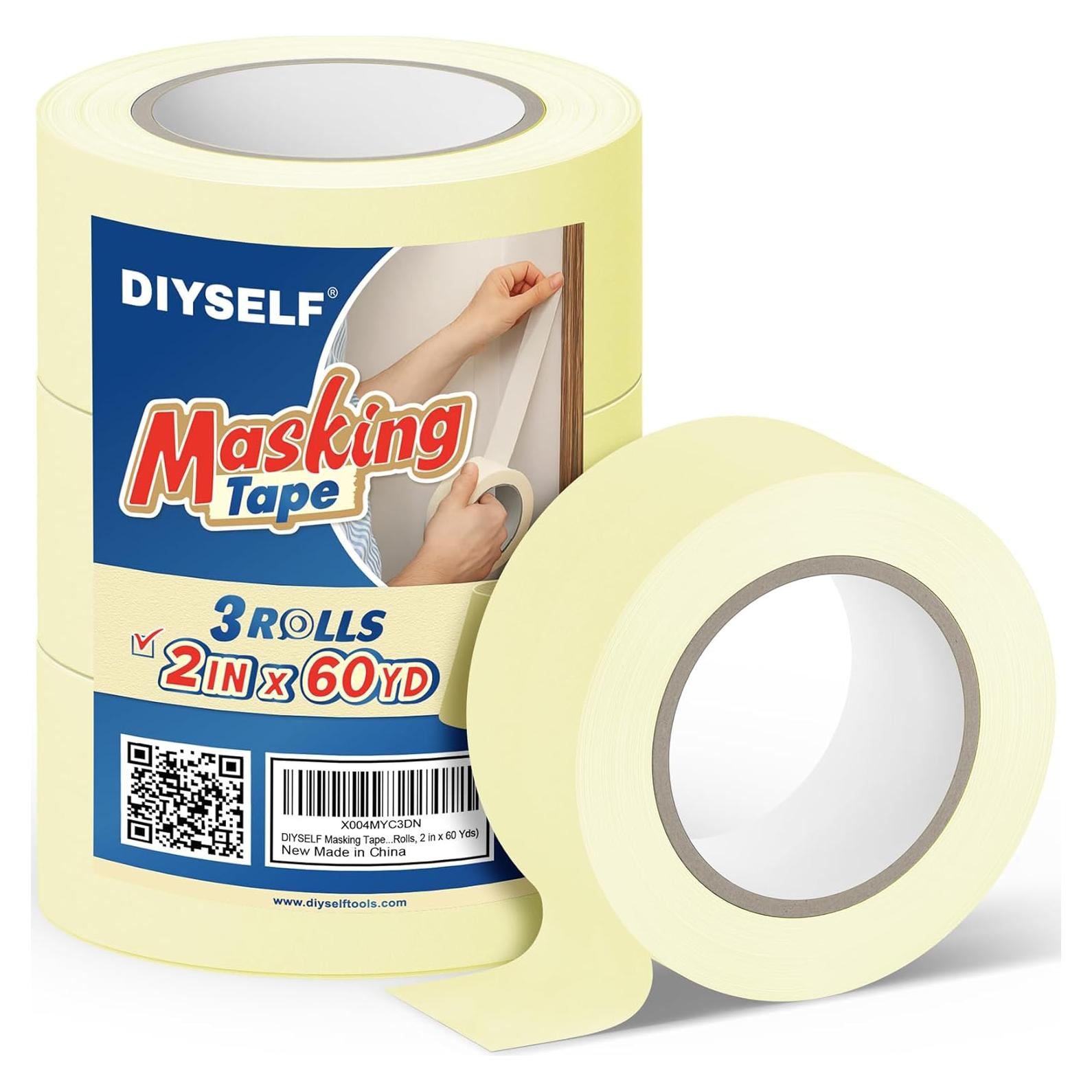 Cinta de Enmascarar DIYSELF 3 Rollos 5cm x 55m Removible