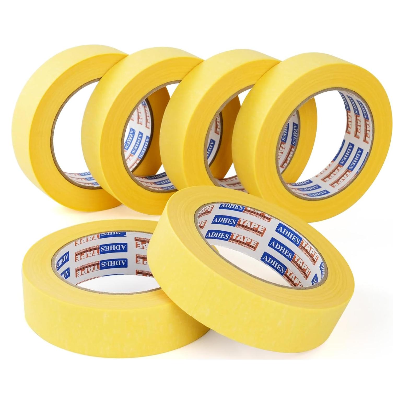 Cinta Adhesiva Amarilla para Pintores ADHES 1.2" x 50.29m - 6 Rollos