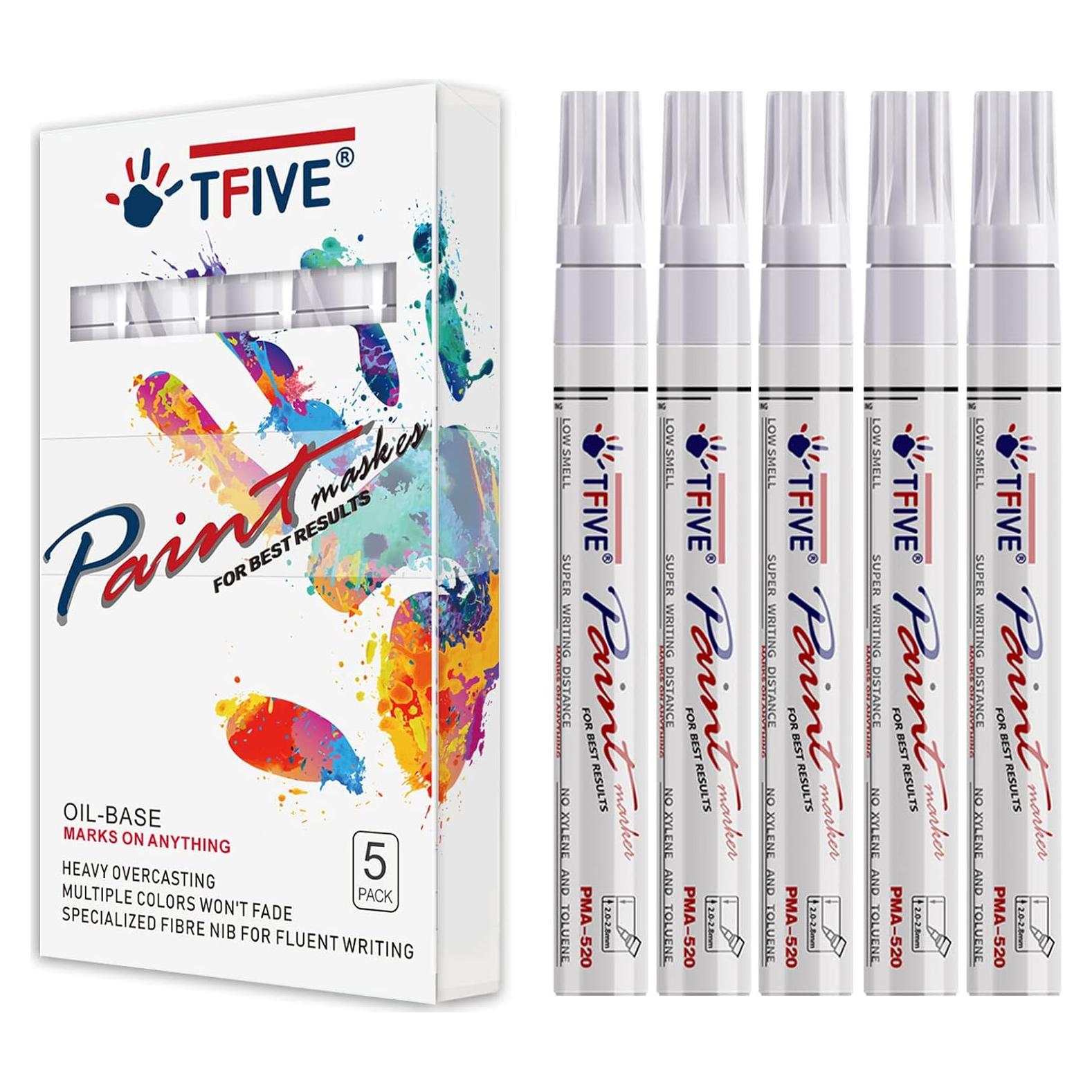 Marcador de Pintura Blanco TFIVE - Paquete de 5 Unidades