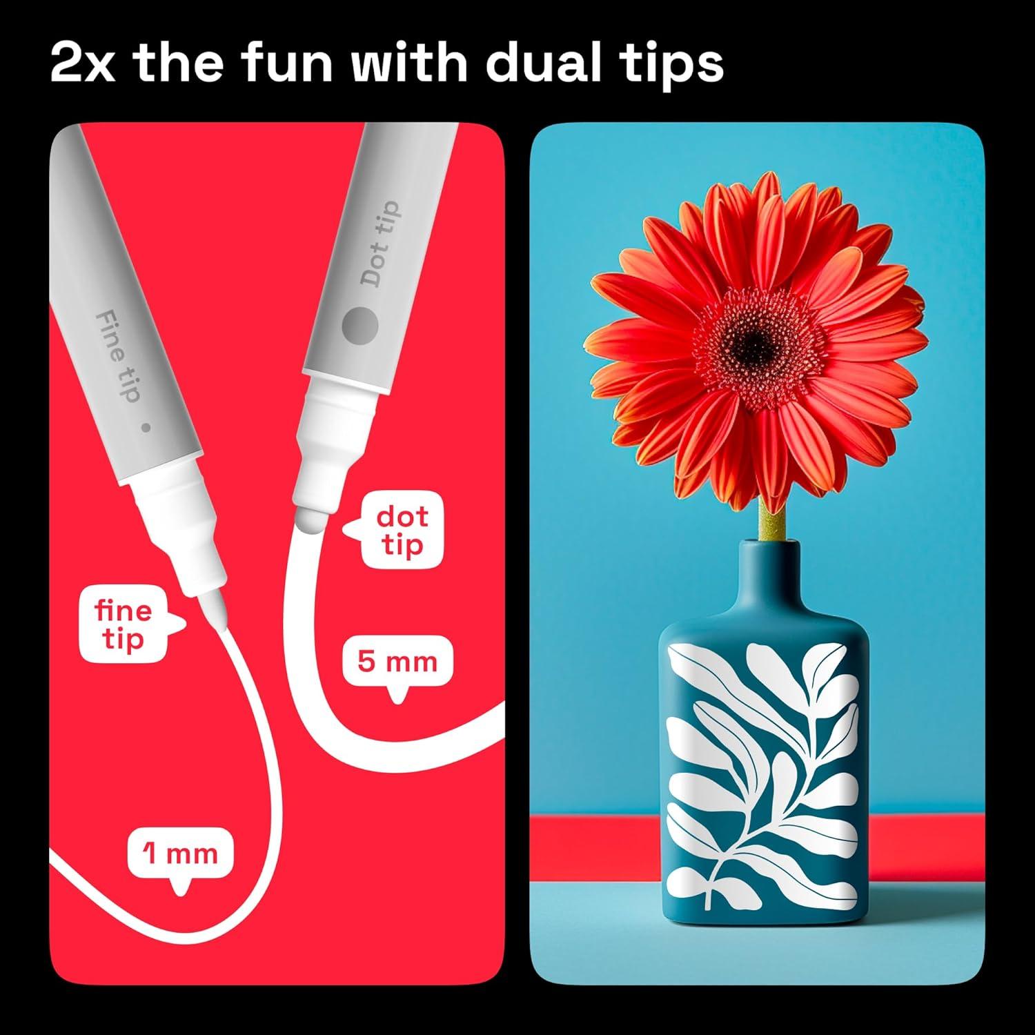 Marcadores de Pintura Acrílica Blanca ARTISTRO - 5 Unidades Doble Punta