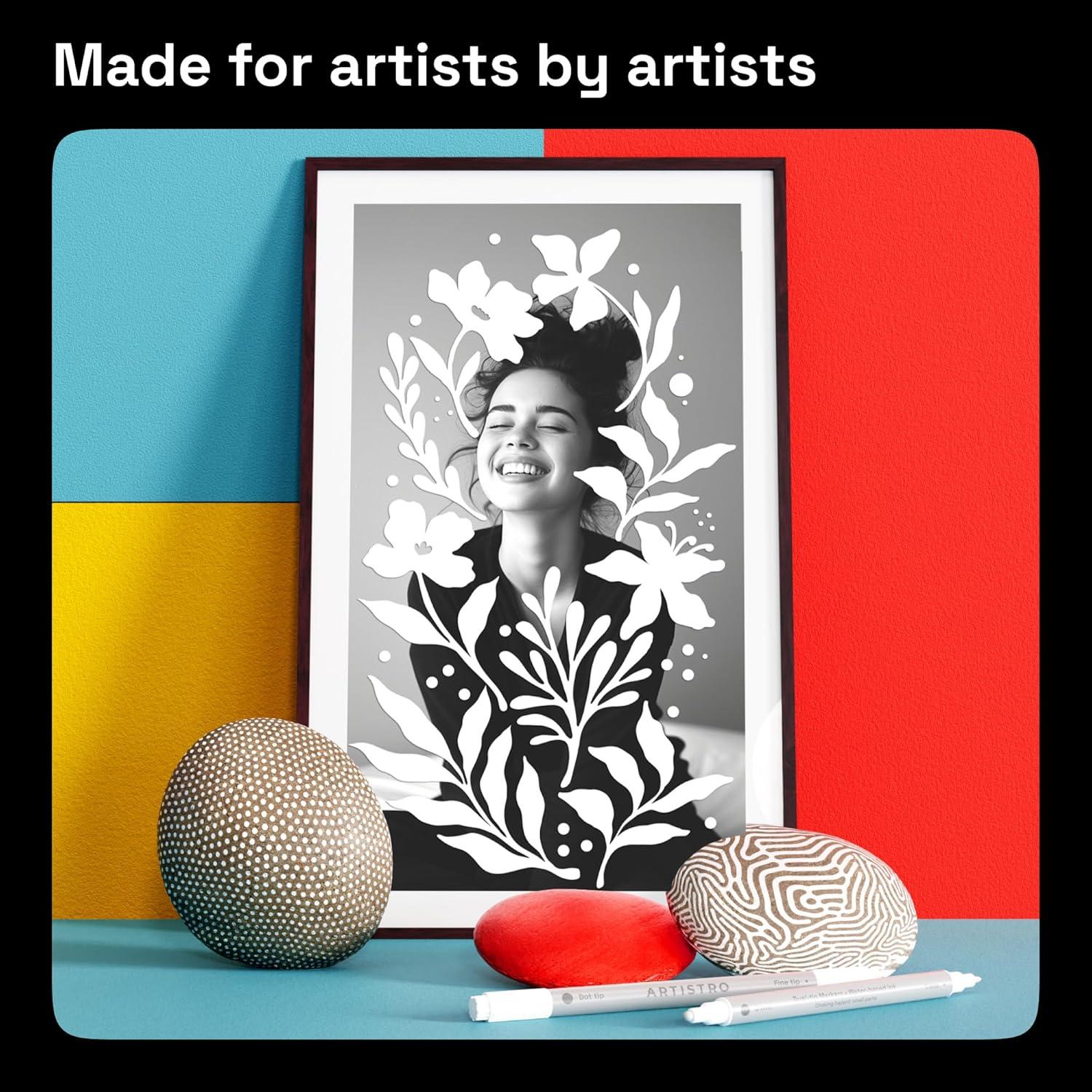 Marcadores de Pintura Acrílica Blanca ARTISTRO - 5 Unidades Doble Punta