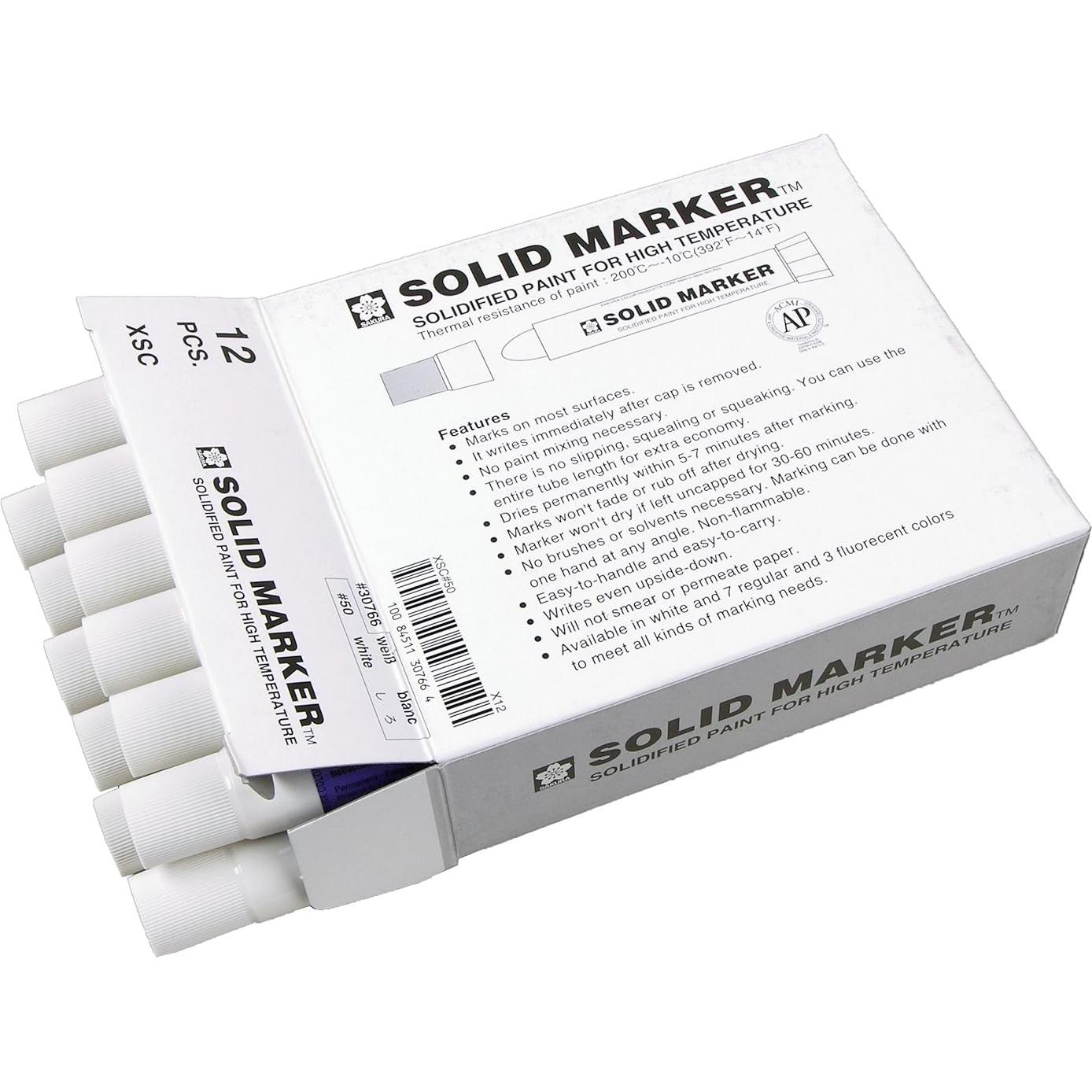 Marcador Sólido Sakura XSC-50 Blanco Caja de 12 Unidades
