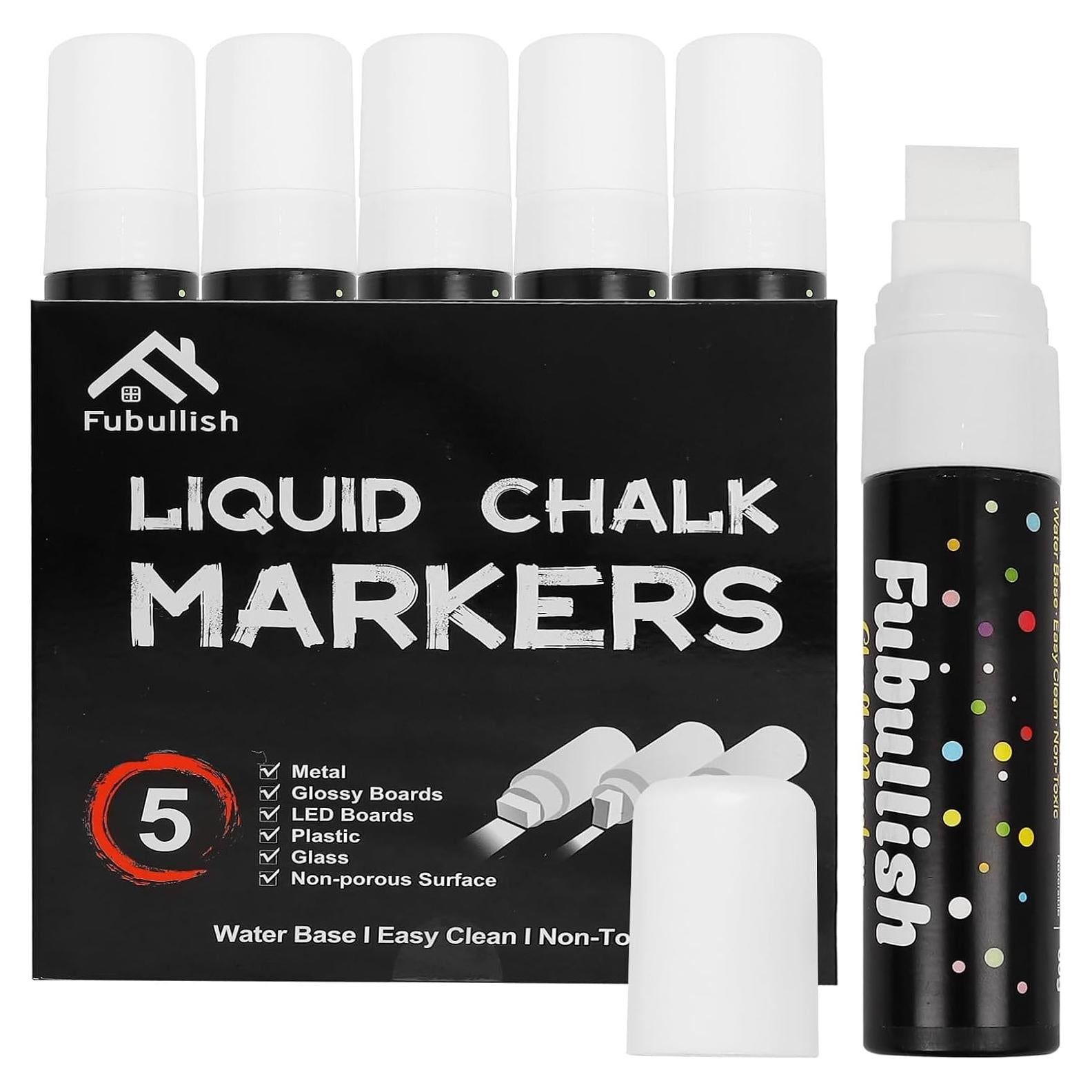 Marcadores de Tiza Líquida Fubullish Jumbo 15mm Paquete de 5