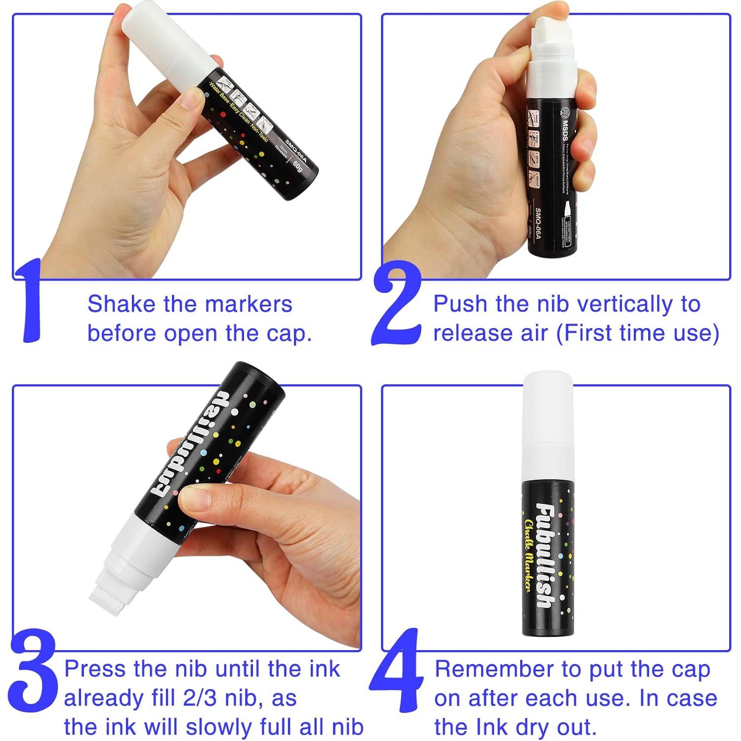 Marcadores de Tiza Líquida Fubullish Jumbo 15mm Paquete de 5