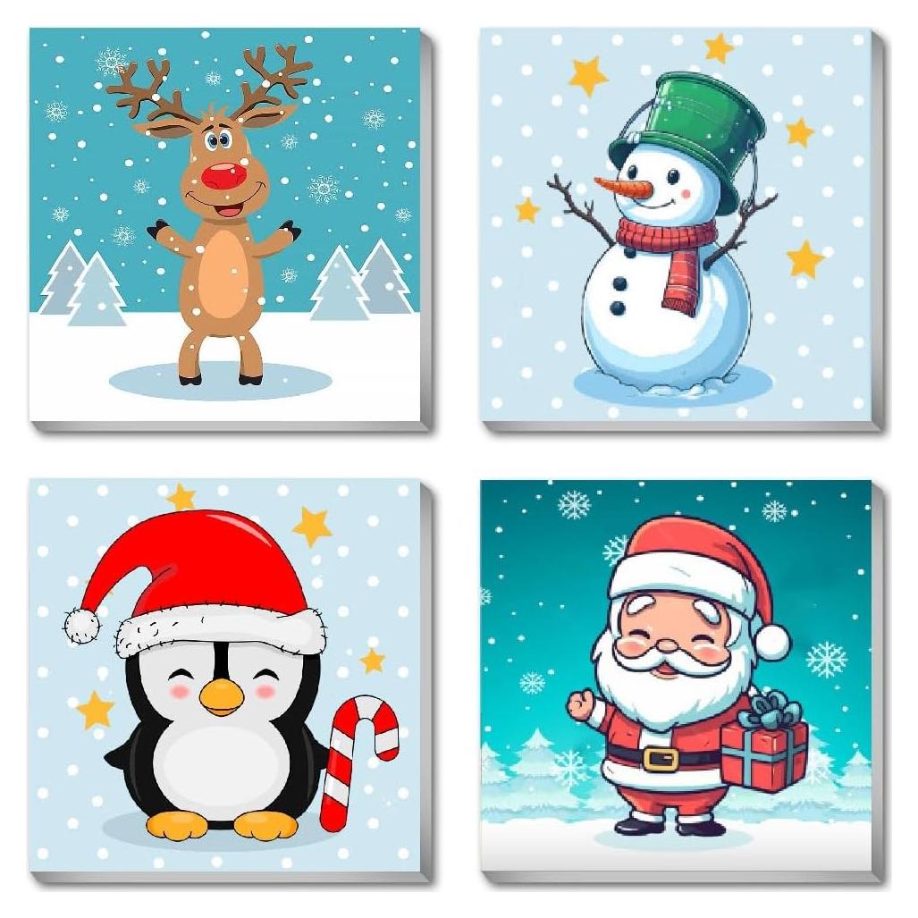 Kit de Pintura por Números Clendo Navidad 4 Piezas 20.32cm