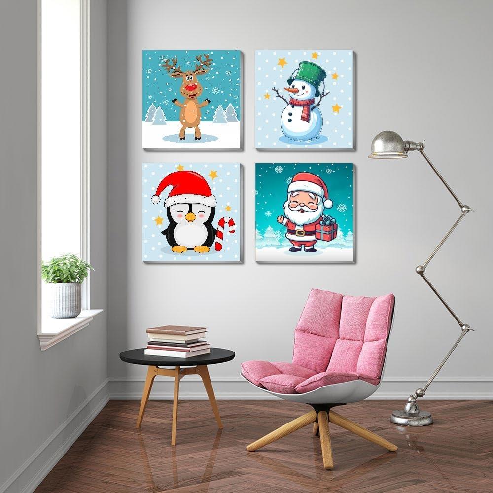 Kit de Pintura por Números Clendo Navidad 4 Piezas 20.32cm