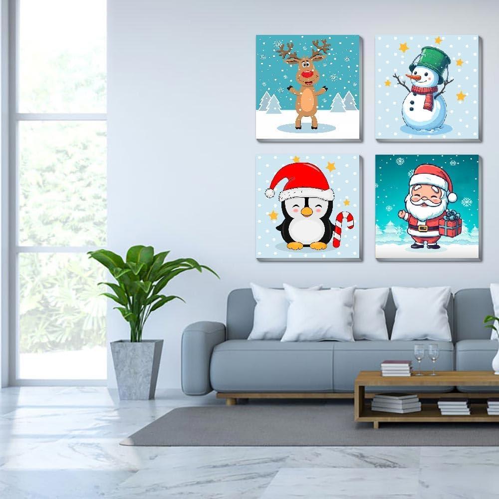 Kit de Pintura por Números Clendo Navidad 4 Piezas 20.32cm