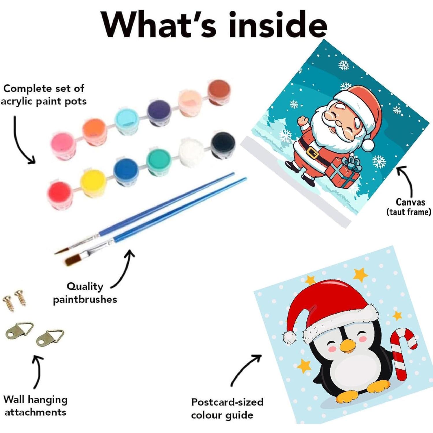 Kit de Pintura por Números Clendo Navidad 4 Piezas 20.32cm