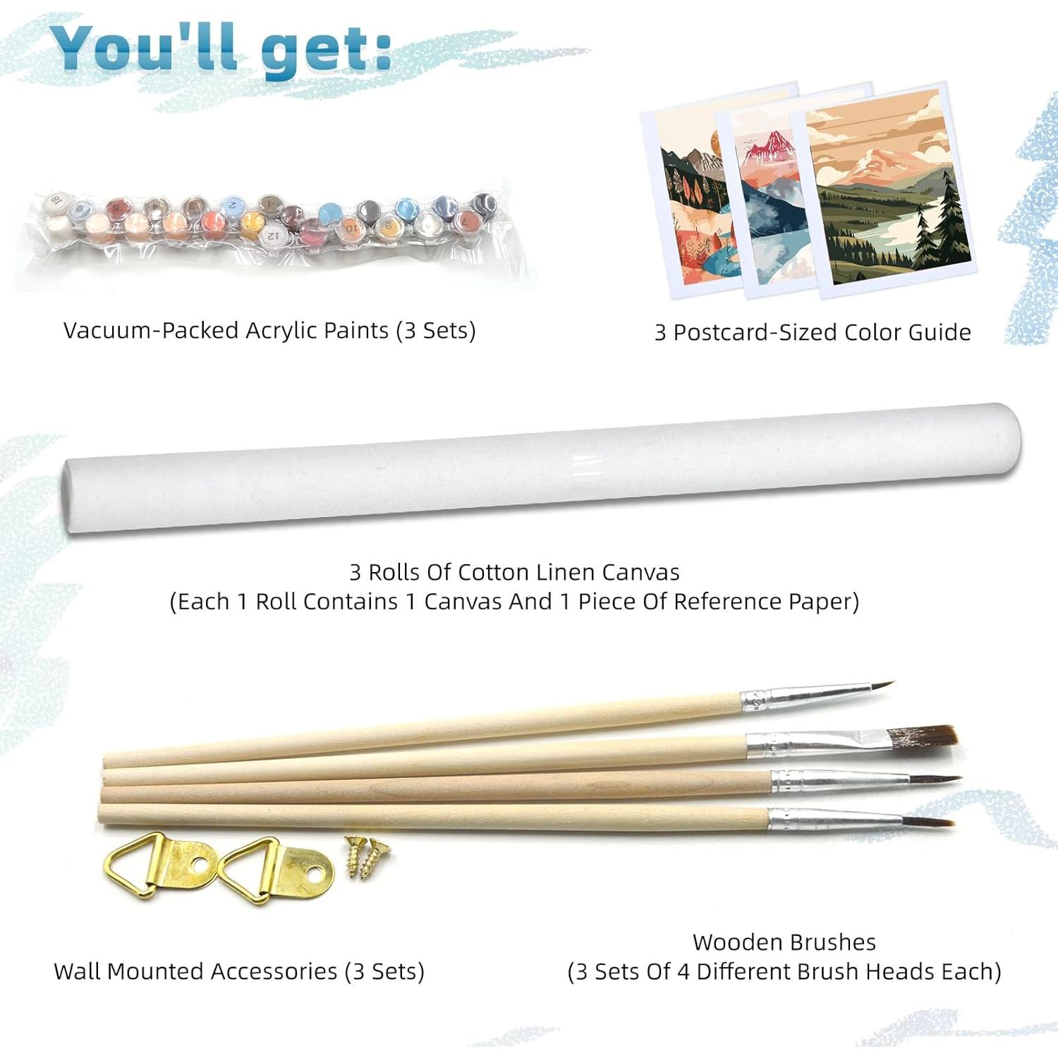 Kit de Pintura por Números TBULAPUS - 3 Paquetes Adulto 30.48x40.64 cm