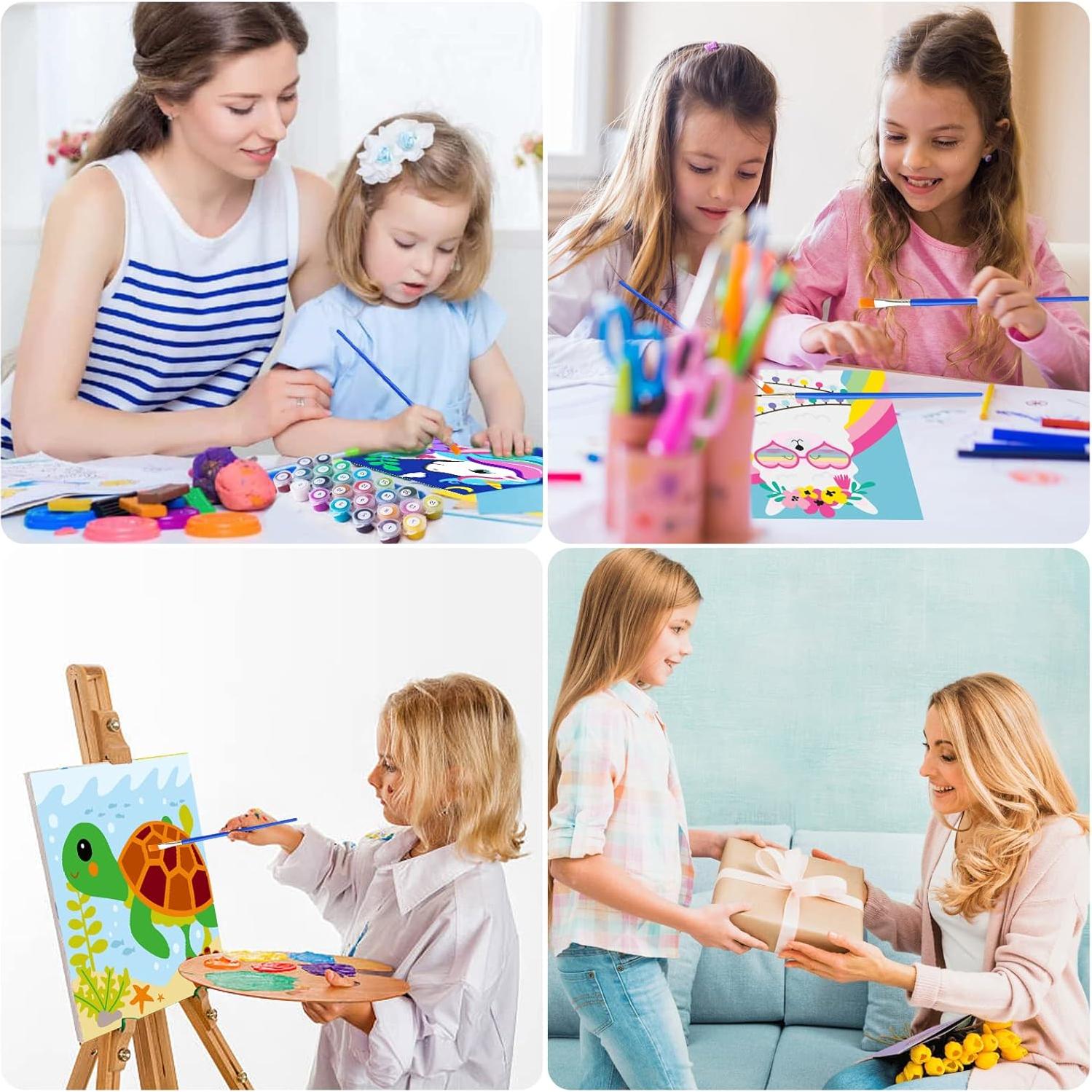 Kit de Pintar por Números CarlonLin para Niños - 4 Lienzos 20x20 cm