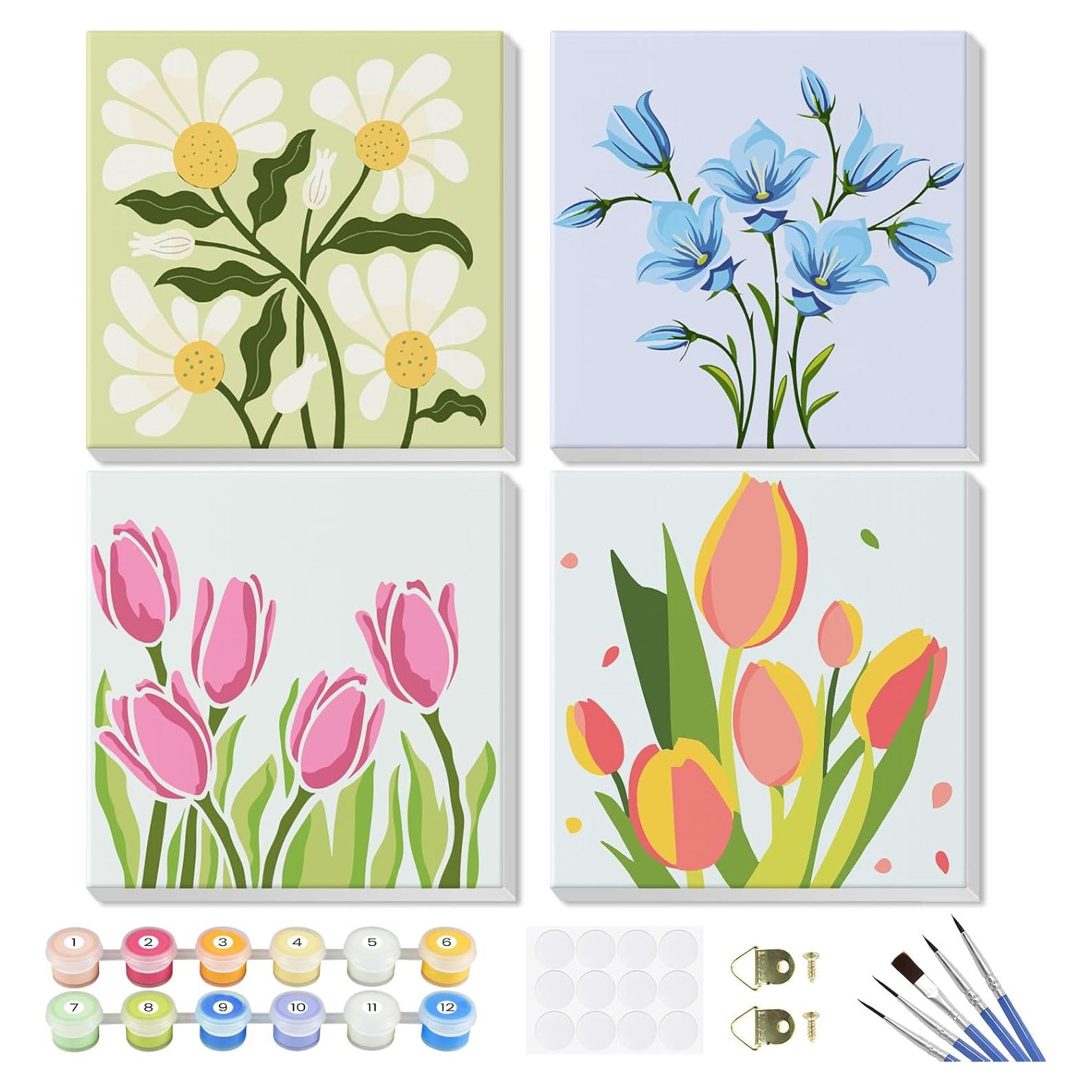 Kit de Pintura por Números Genius Maker 4 Lienzos 20.32cm