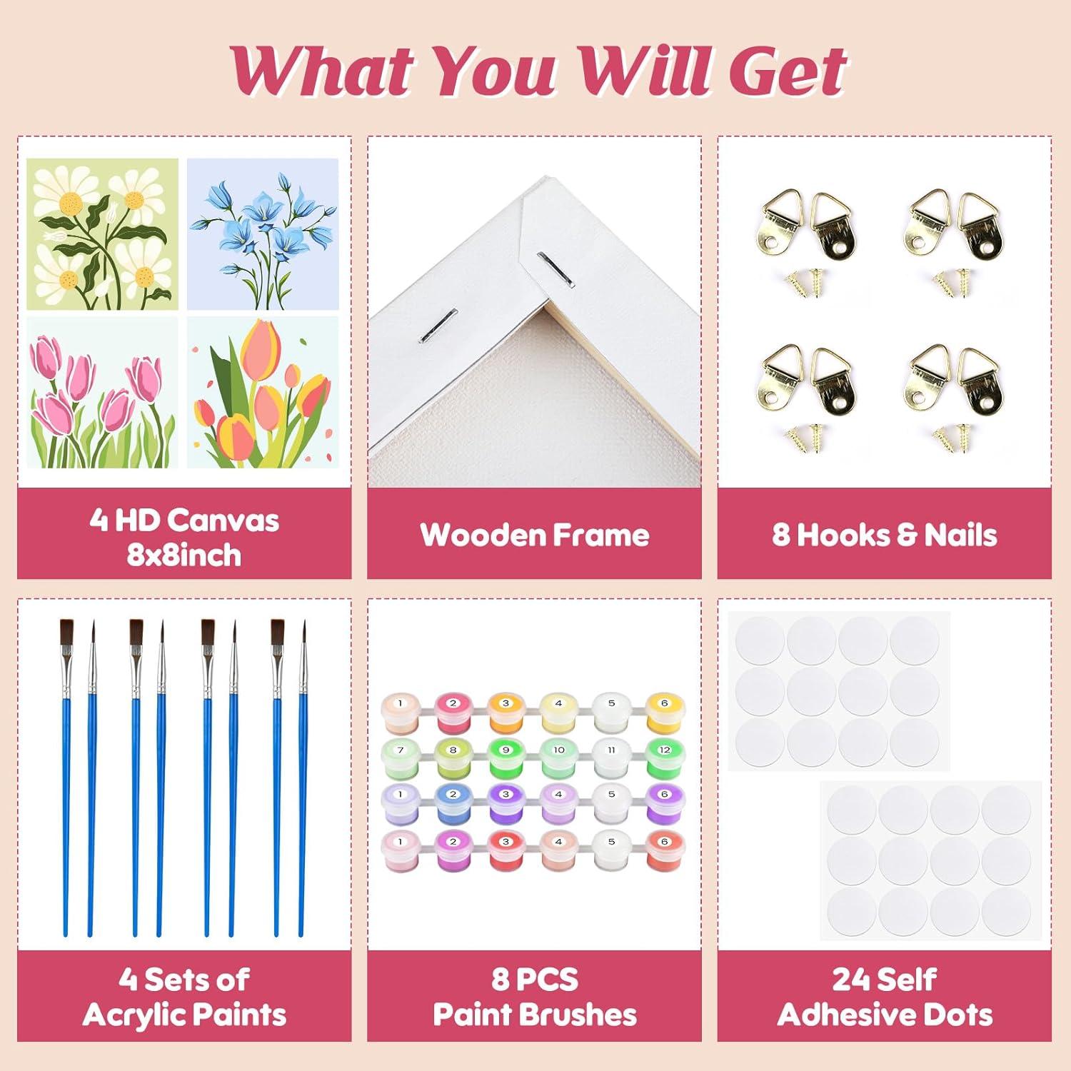 Kit de Pintura por Números Genius Maker 4 Lienzos 20.32cm