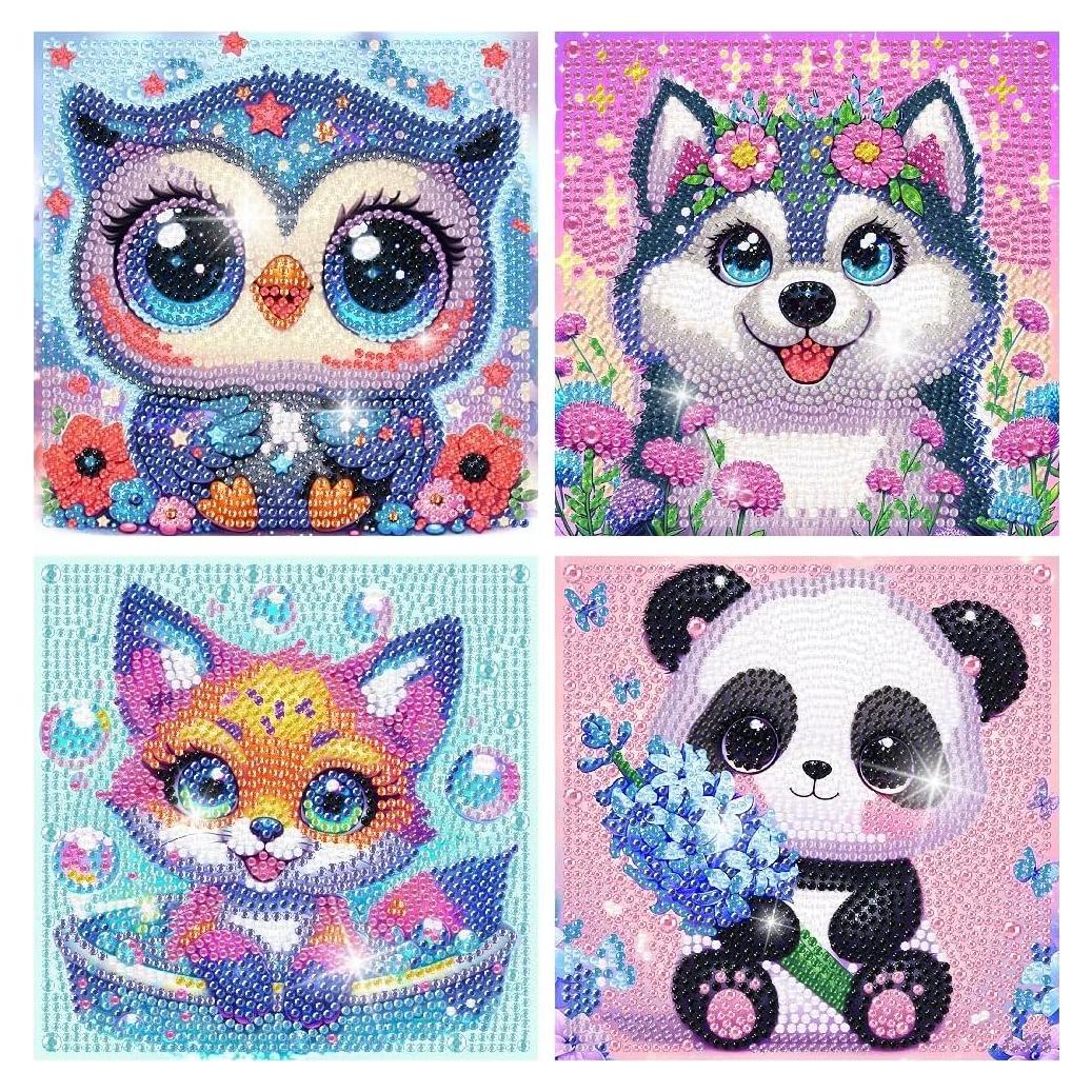 Kit de Pintura de Diamante 5D CDJLDDWW - 4 Piezas Animales 15.24 cm