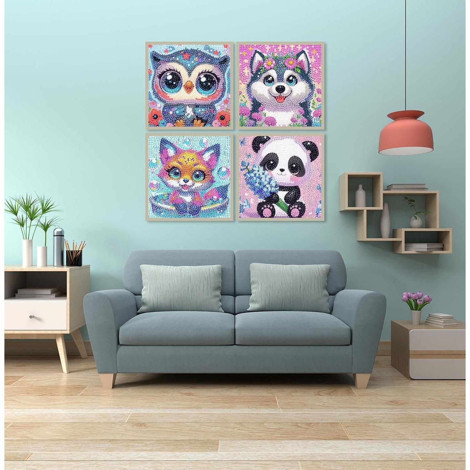 Kit de Pintura de Diamante 5D CDJLDDWW - 4 Piezas Animales 15.24 cm